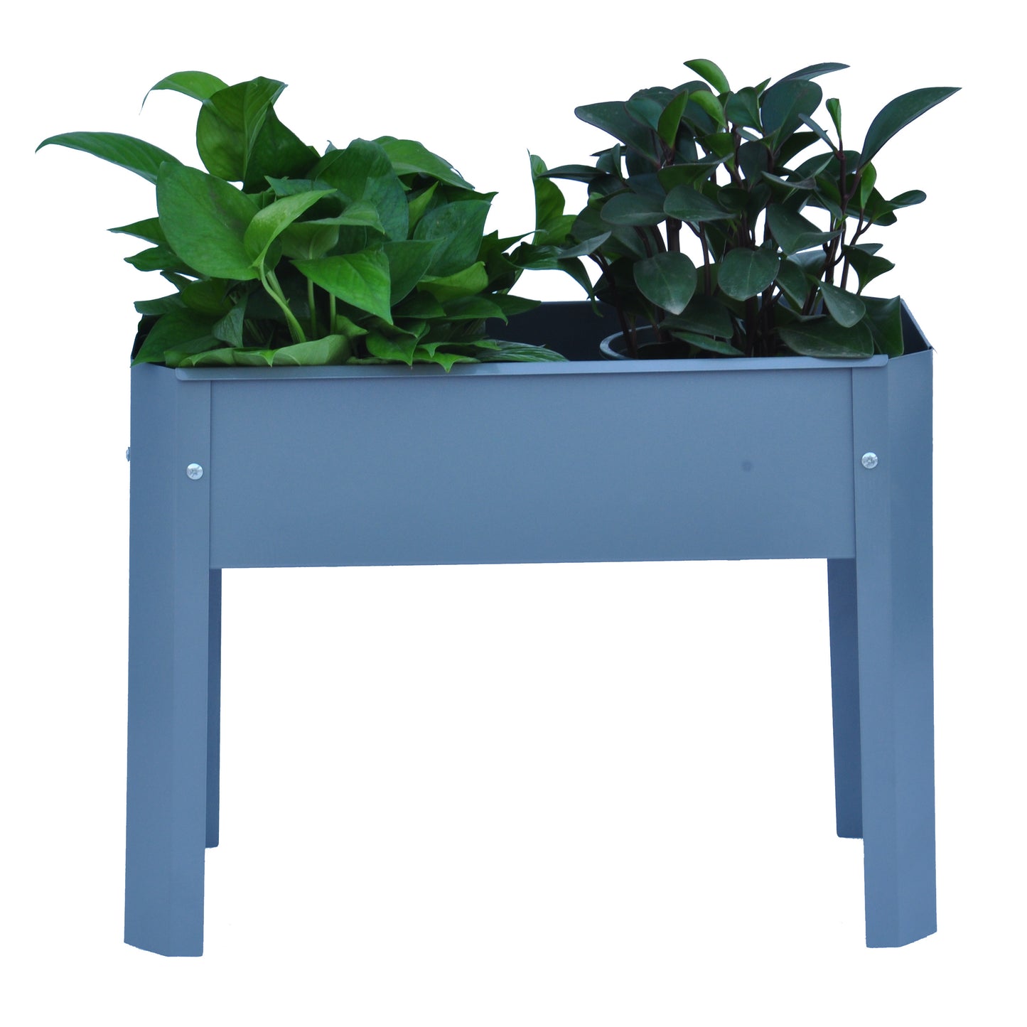 Elevated garden bed, metal elevated outdoor flowerpot box, suitable for backyard and terrace, large flowerpot, suitable for vegetable and flower    Grey*2