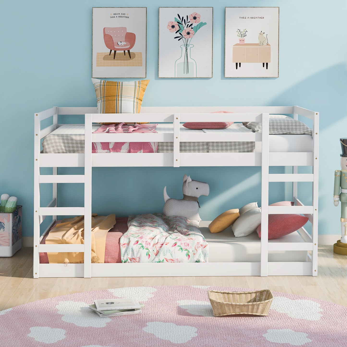 Twin Over Twin Bunk Bed with Ladder, White（OLD SKU：WF282787AAK）