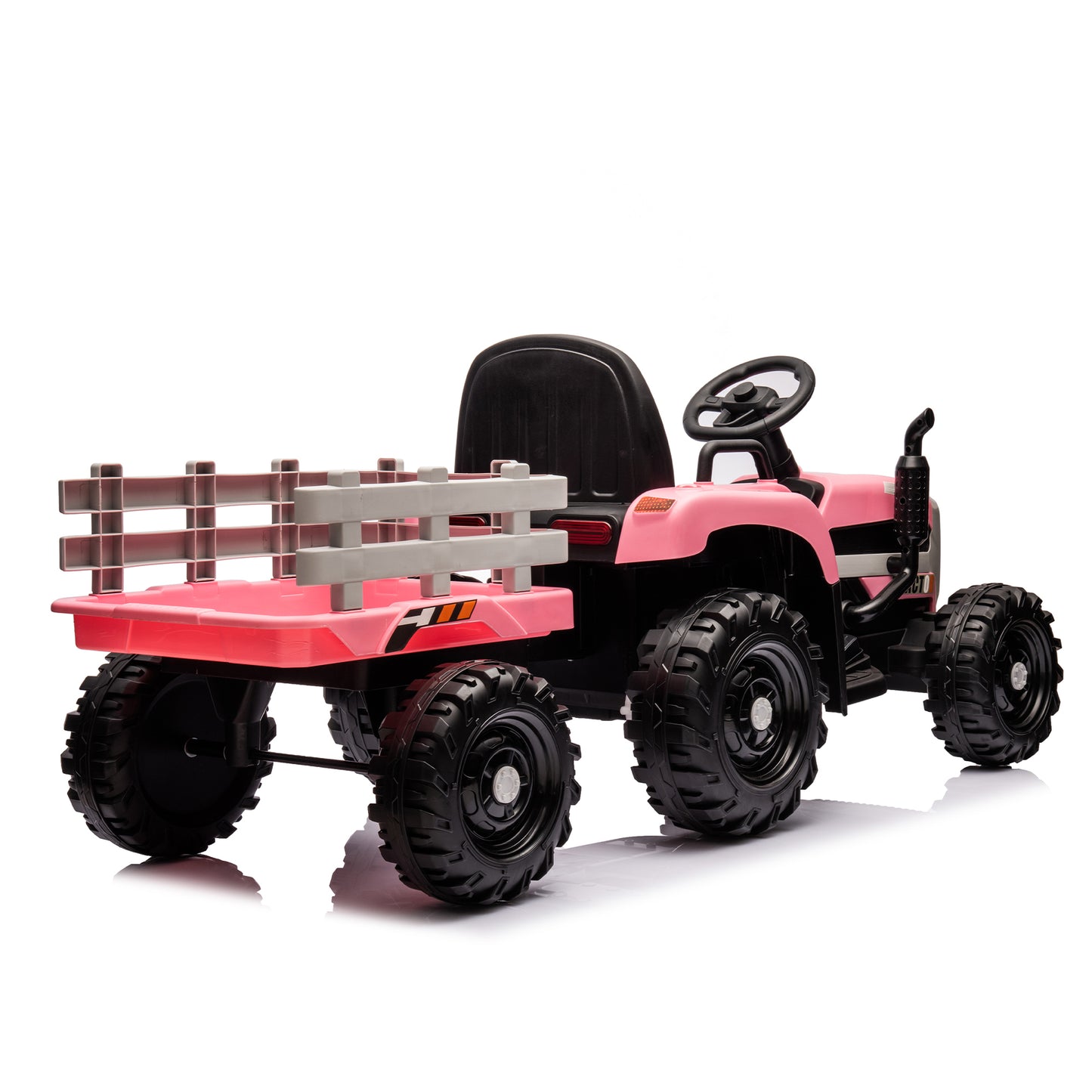 Ride on Tractor with Trailer,12V Battery Powered Electric Tractor Toy w/Remote Control,electric car for kids,Three speed adjustable,Power display, USB,MP3 ,Bluetooth,LED light,Two-point safety belt