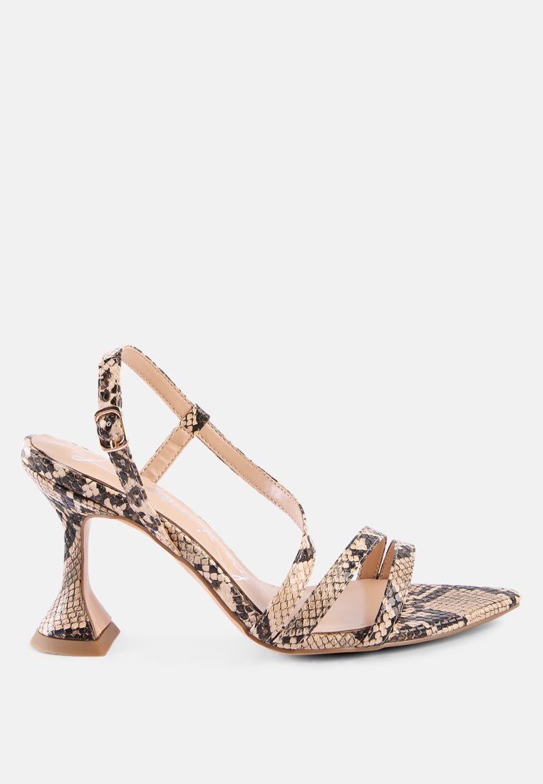 Cherry Tart Snake Print Spool Heel Sandals-4