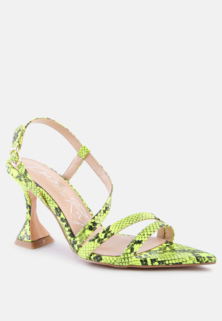 Cherry Tart Snake Print Spool Heel Sandals-1