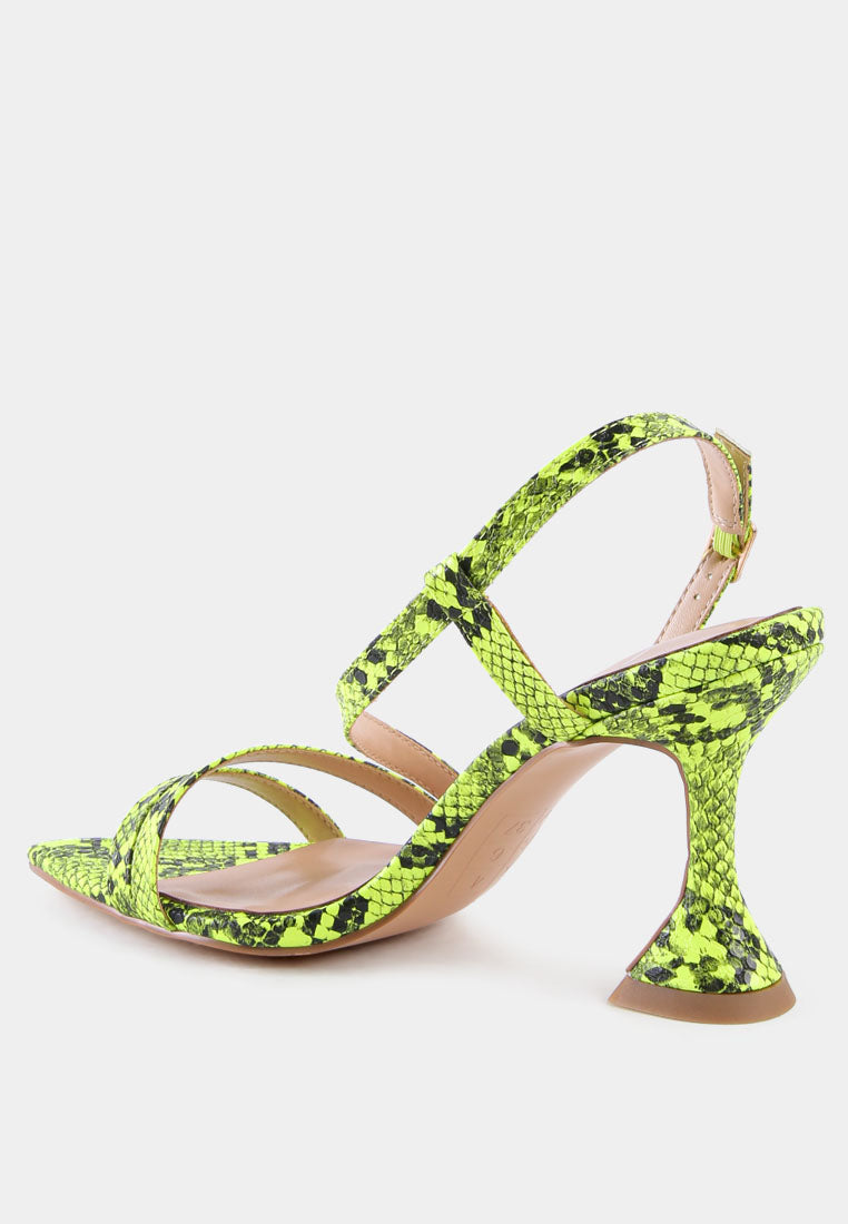 Cherry Tart Snake Print Spool Heel Sandals-2