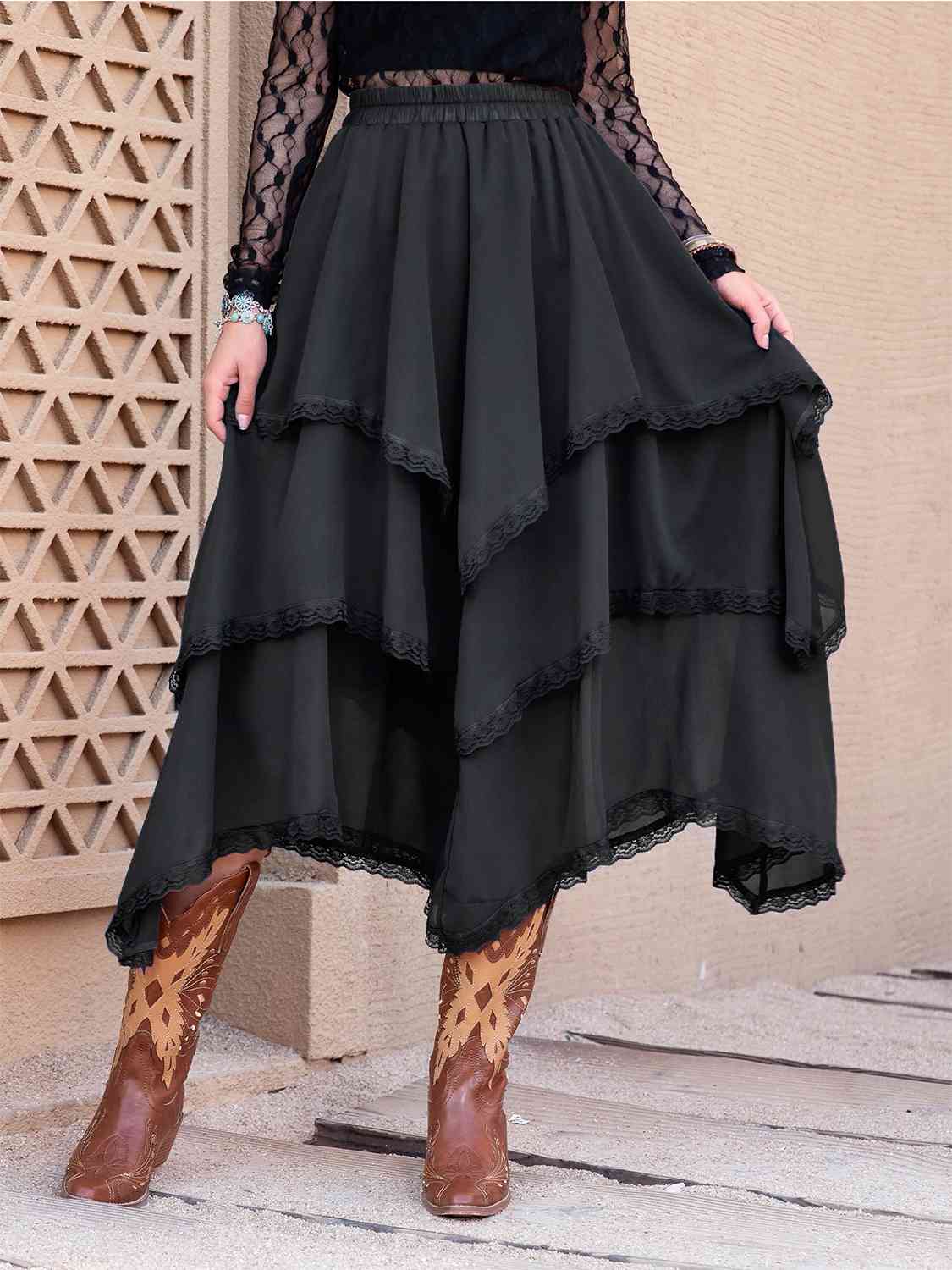 Tasha Tiered Midi Skirt-5