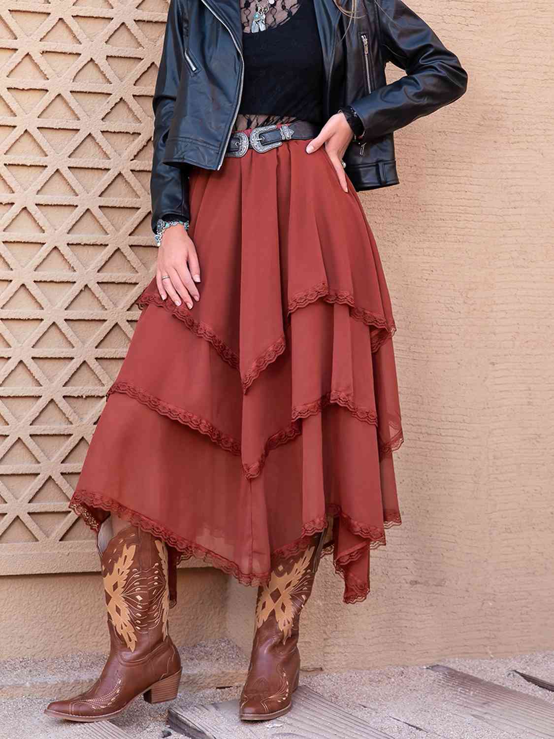 Tasha Tiered Midi Skirt-6