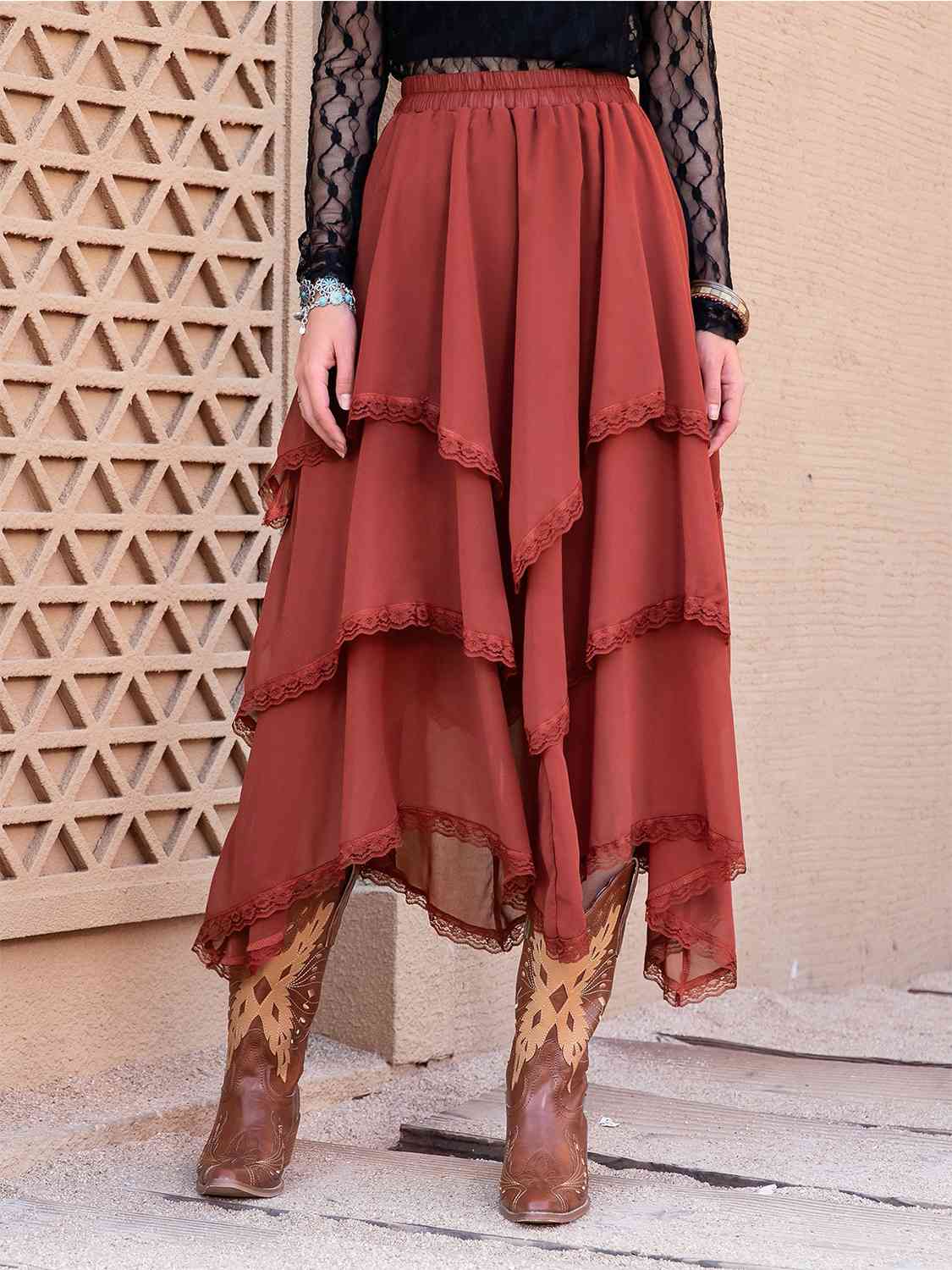 Tasha Tiered Midi Skirt-8