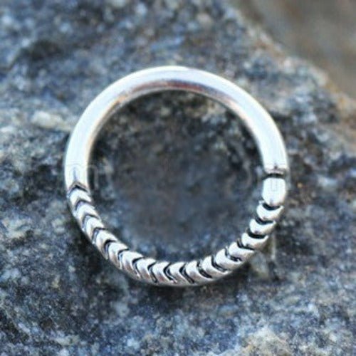 316L Stainless Steel Rope Design Annealed Seamless Ring / Septum Ring-0