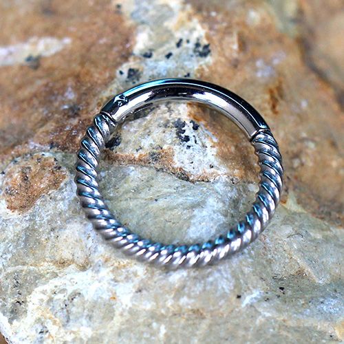 316L Stainless Steel Rope Design Seamless Clicker Ring / Septum Jewelry-0