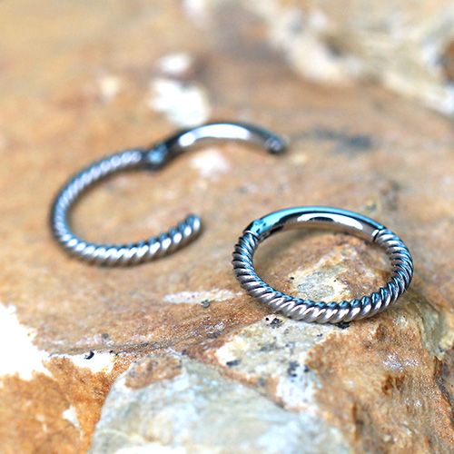 316L Stainless Steel Rope Design Seamless Clicker Ring / Septum Jewelry-1