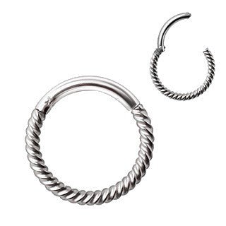 316L Stainless Steel Rope Design Seamless Clicker Ring / Septum Jewelry-2