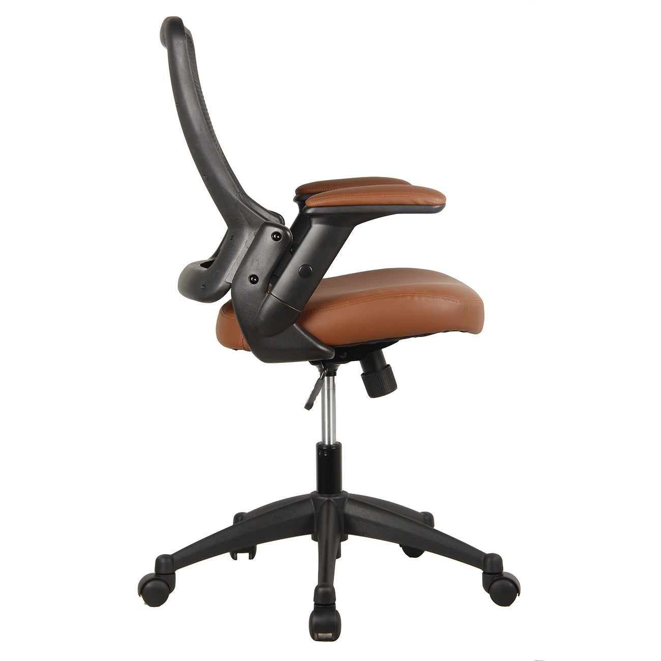 Techni Mobili Mid-Back Mesh Task Office Chair with Height Adjustable Arms, Brown