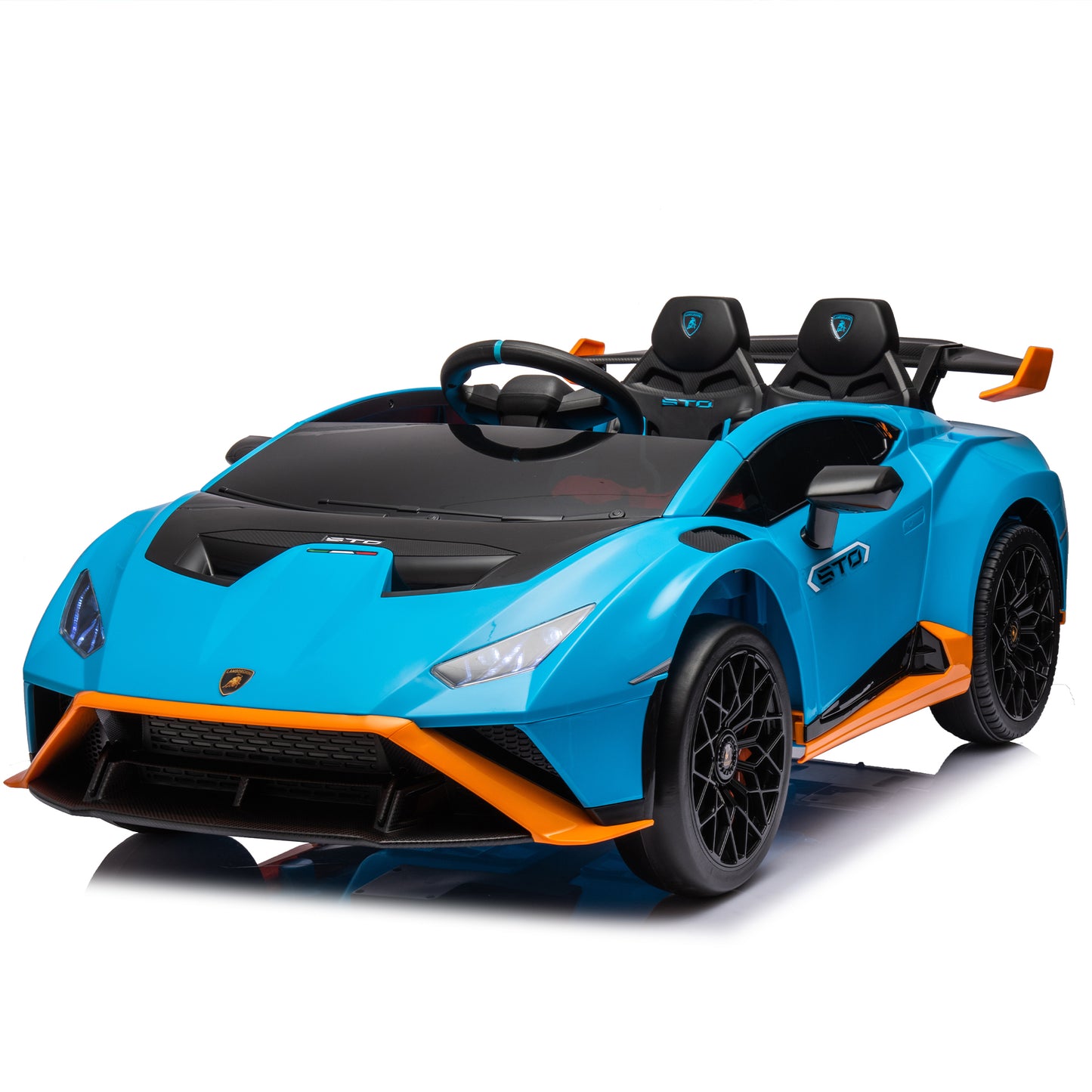 Lamborghini Huracan Sto 24V Kids Electric Ride-On Drift Car: Speeds 1.86-5.59 MPH, Ages 3-8, Foam Front Wheels, 360° Spin, LED Lights, Dynamic Music, Early Learning, USB Port, Drift Feature