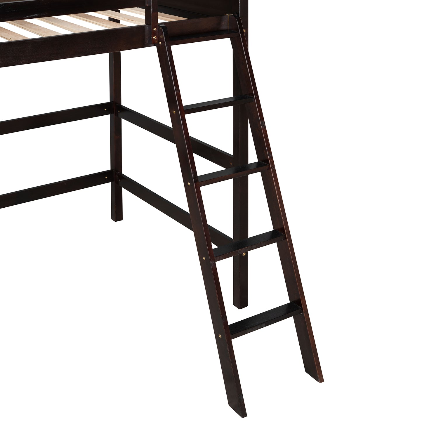 Solid Wood Twin Size Loft Bed with Ladder(Espresso)(OLD SKU: WF191903AAP)