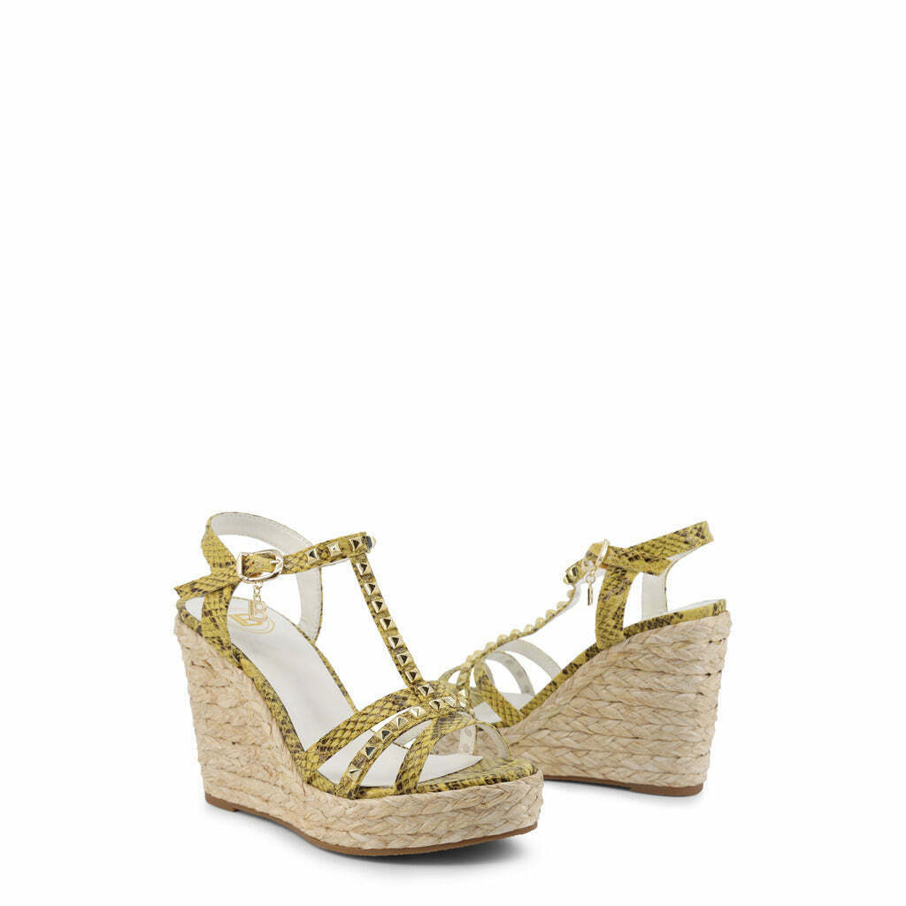 Yellow Snakeskin Wedge Sandals - American Smart