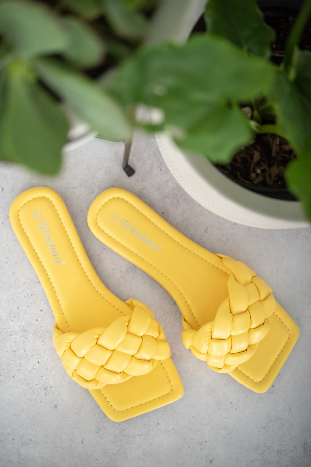 Yellow Woven Flat Sandals - American Smart