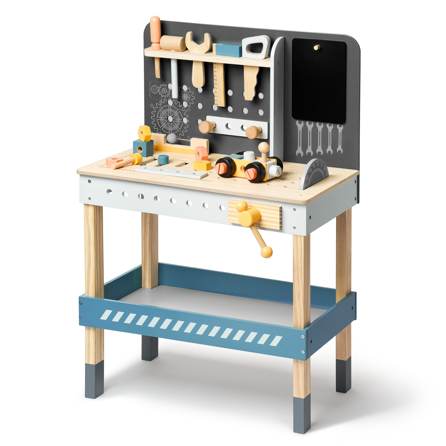 Modern Wooden Workbench with Blackboard for Kids, Tool Playset for Kids and Toddlers,Play Construction Sets for Kids