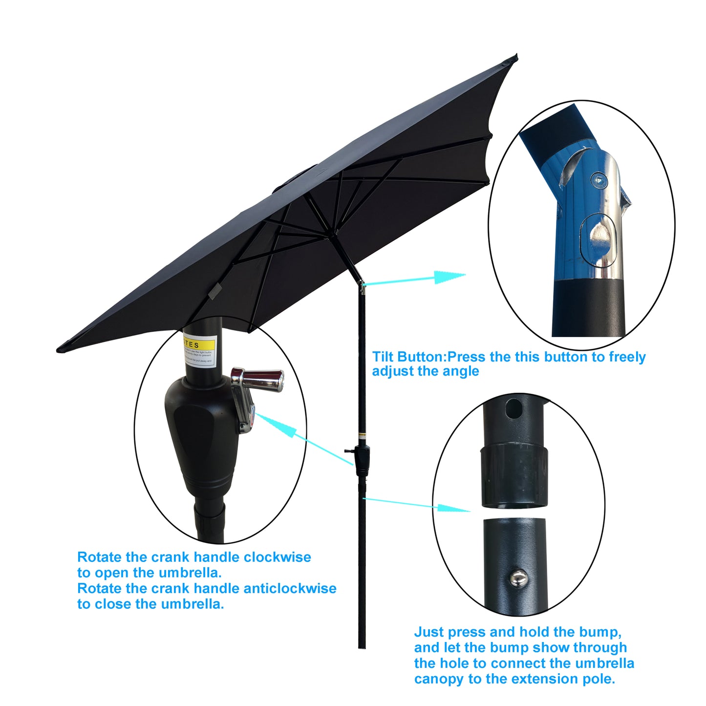 6 x 9ft  Patio Umbrella Outdoor  Waterproof Umbrella with Crank and Push Button Tilt without flap for Garden Backyard Pool  Swimming Pool Market