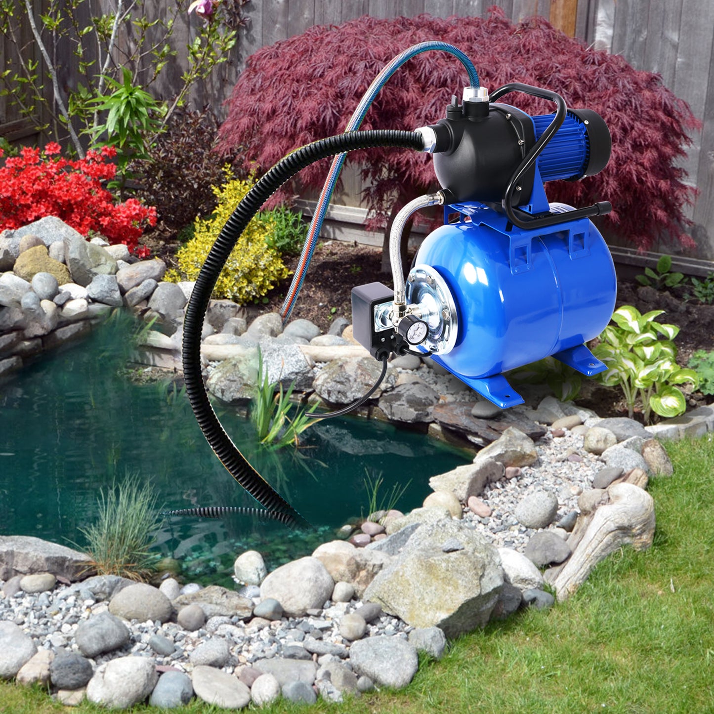 1.6HP Shallow Well Pump with Pressure Tank,garden water pump, Irrigation Pump,Automatic Water Booster Pump for Home Garden Lawn Farm