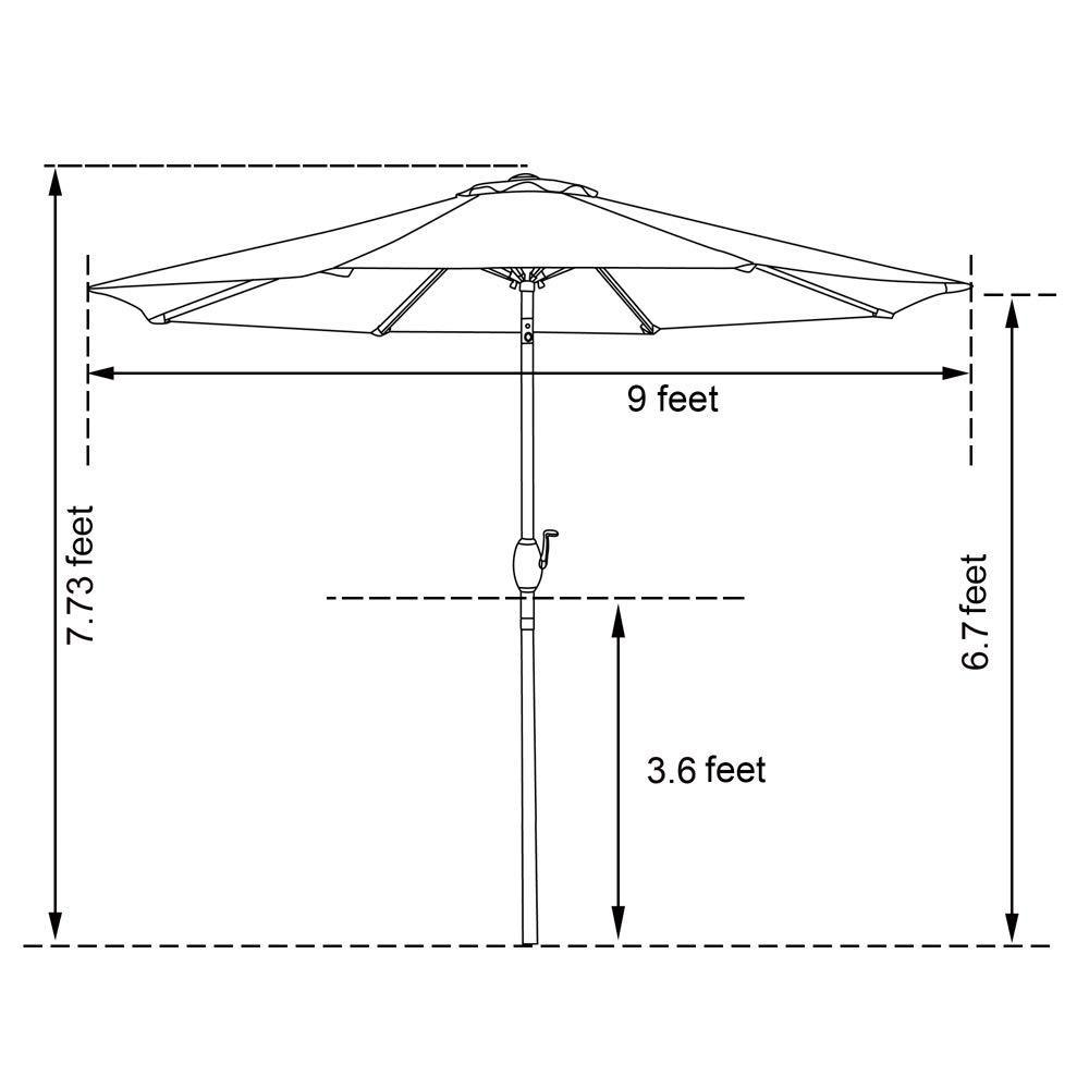 9 Ft Patio Umbrella Title Led Blue Adjustable Large Beach Umbrella For Garden Outdoor Uv Protection