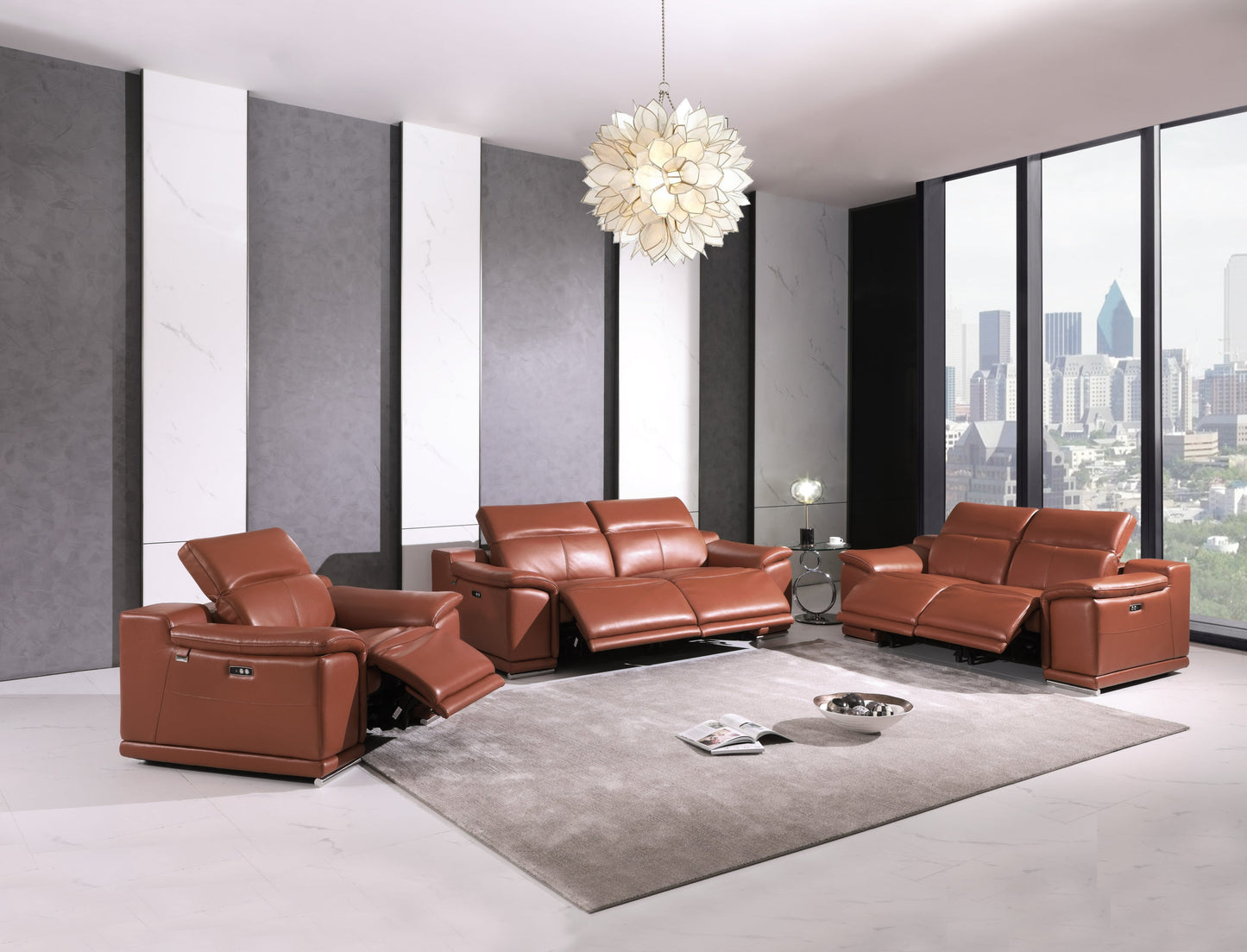 Genuine Italian Leather Power Reclining Sofa-8