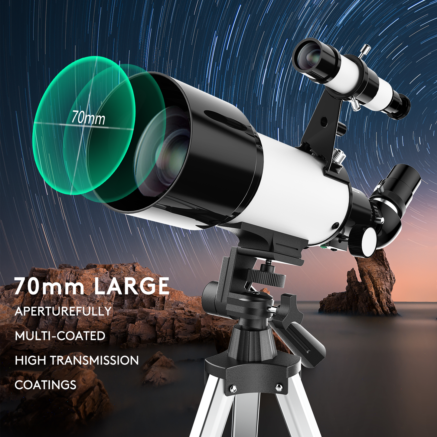 Telescope for Adults and Kids, 70mm Aperture 400mm Astronomical Telescope ((24X-180X))