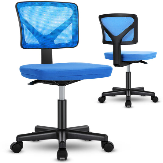 Sweetcrispy Armless Desk Chair Small Home Office Chair with Lumbar Support