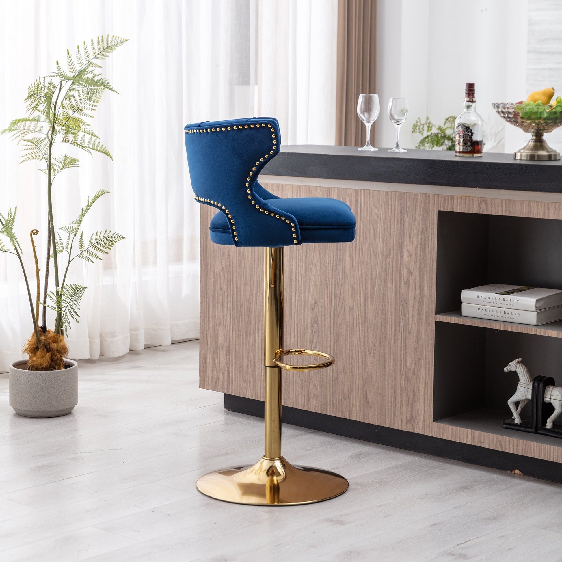 Set of 2 Modern Fashionable Velvet Bar Stools-8