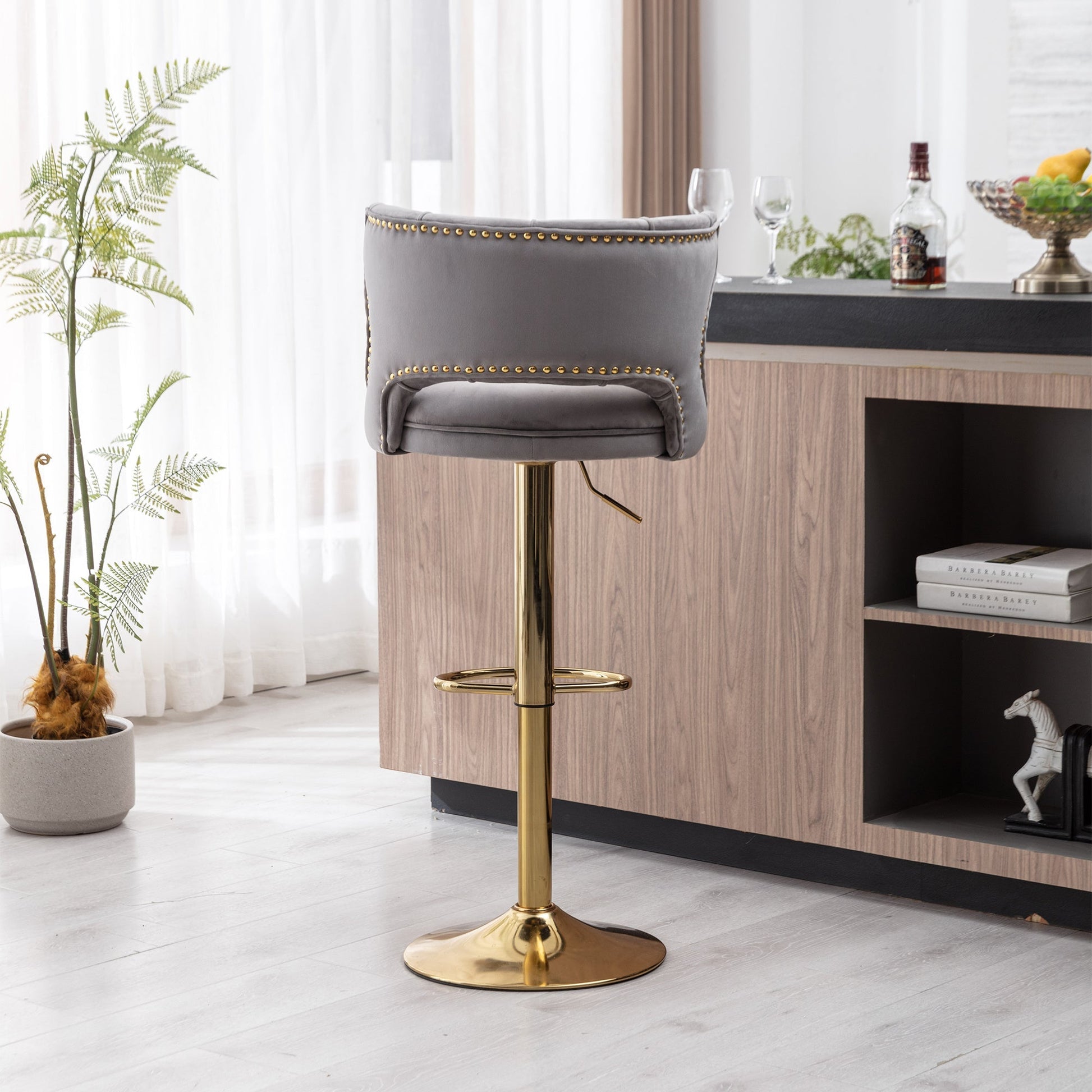 Set of 2 Modern Fashionable Velvet Bar Stools-10