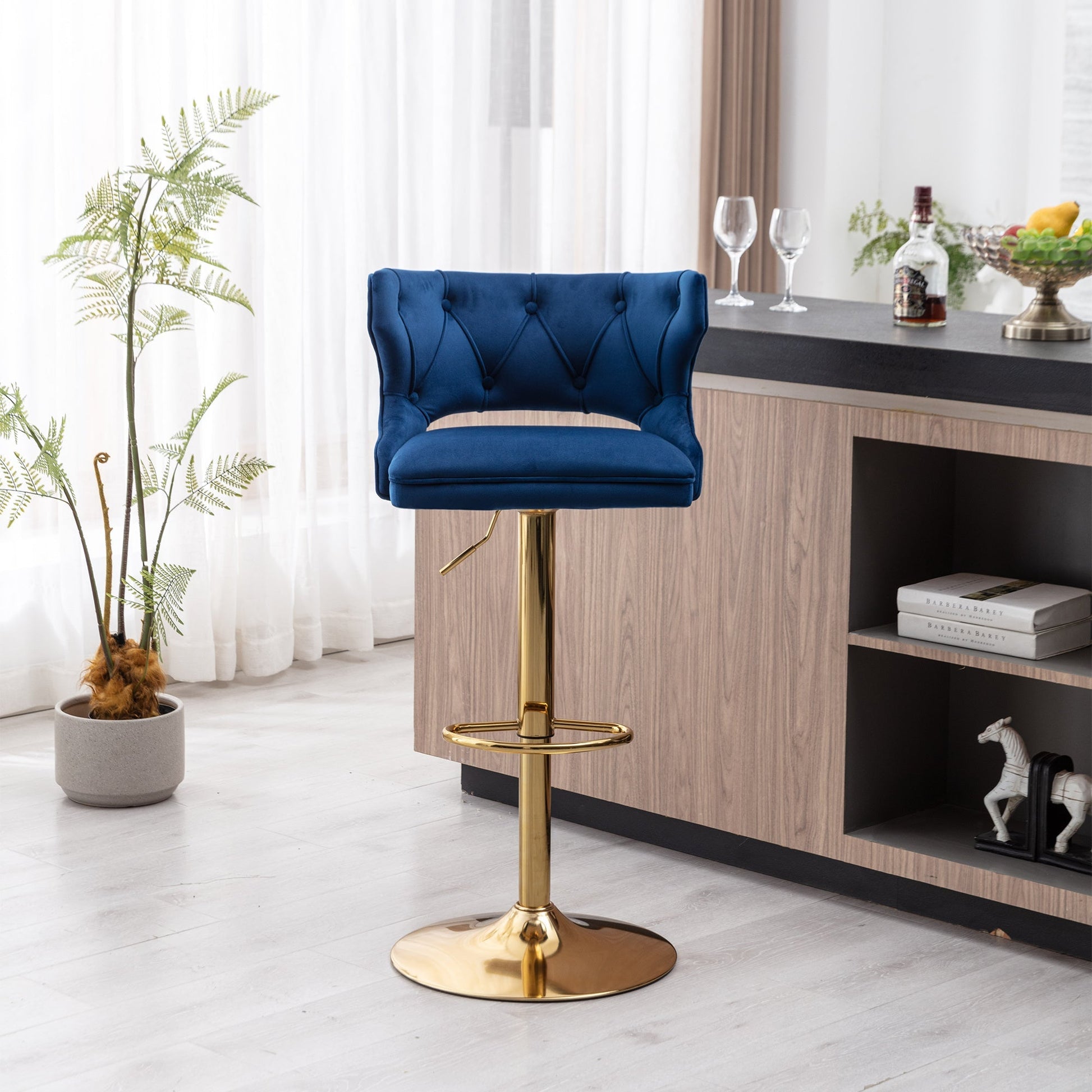 Set of 2 Modern Fashionable Velvet Bar Stools-6