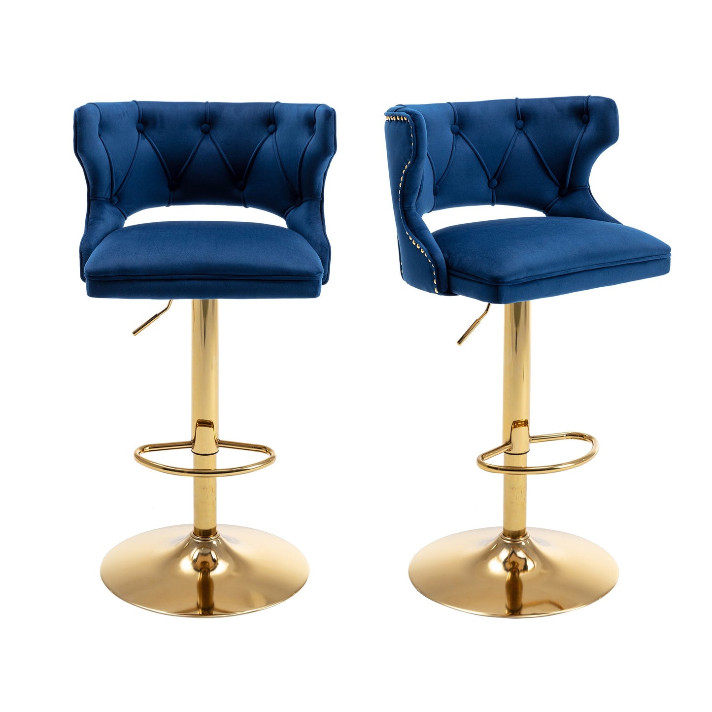 Set of 2 Modern Fashionable Velvet Bar Stools-11