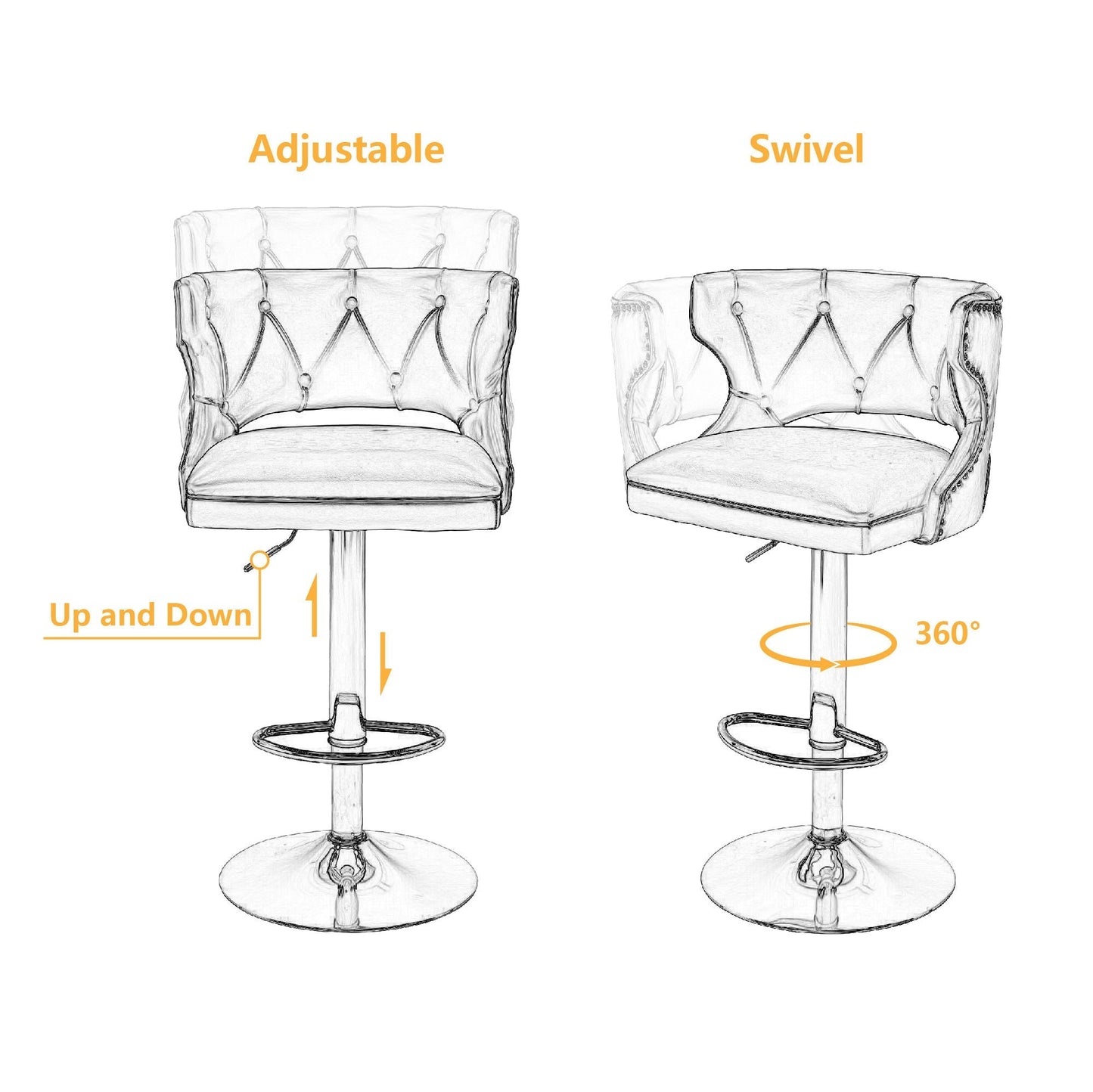 Set of 2 Modern Fashionable Velvet Bar Stools-14