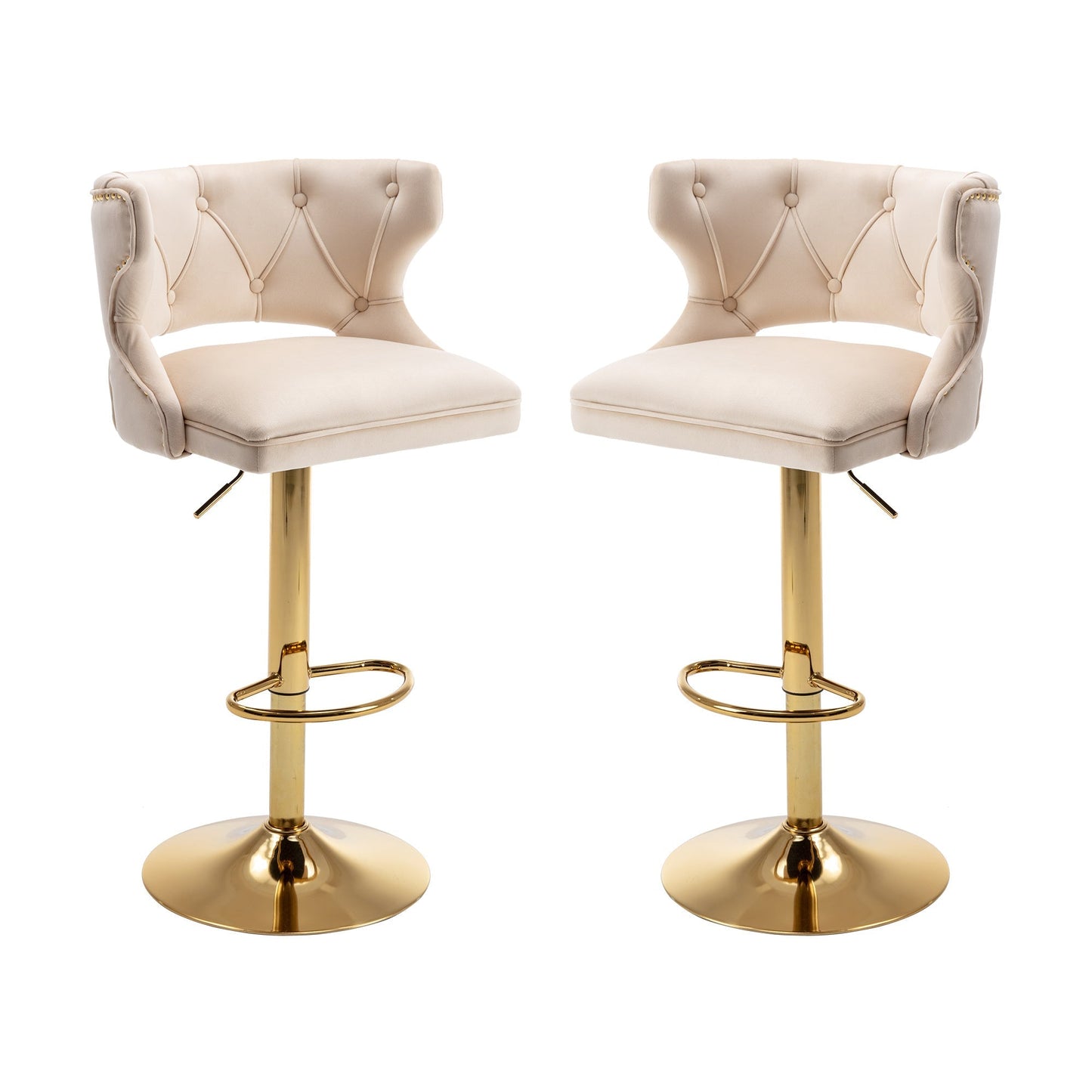 Set of 2 Modern Fashionable Velvet Bar Stools-0