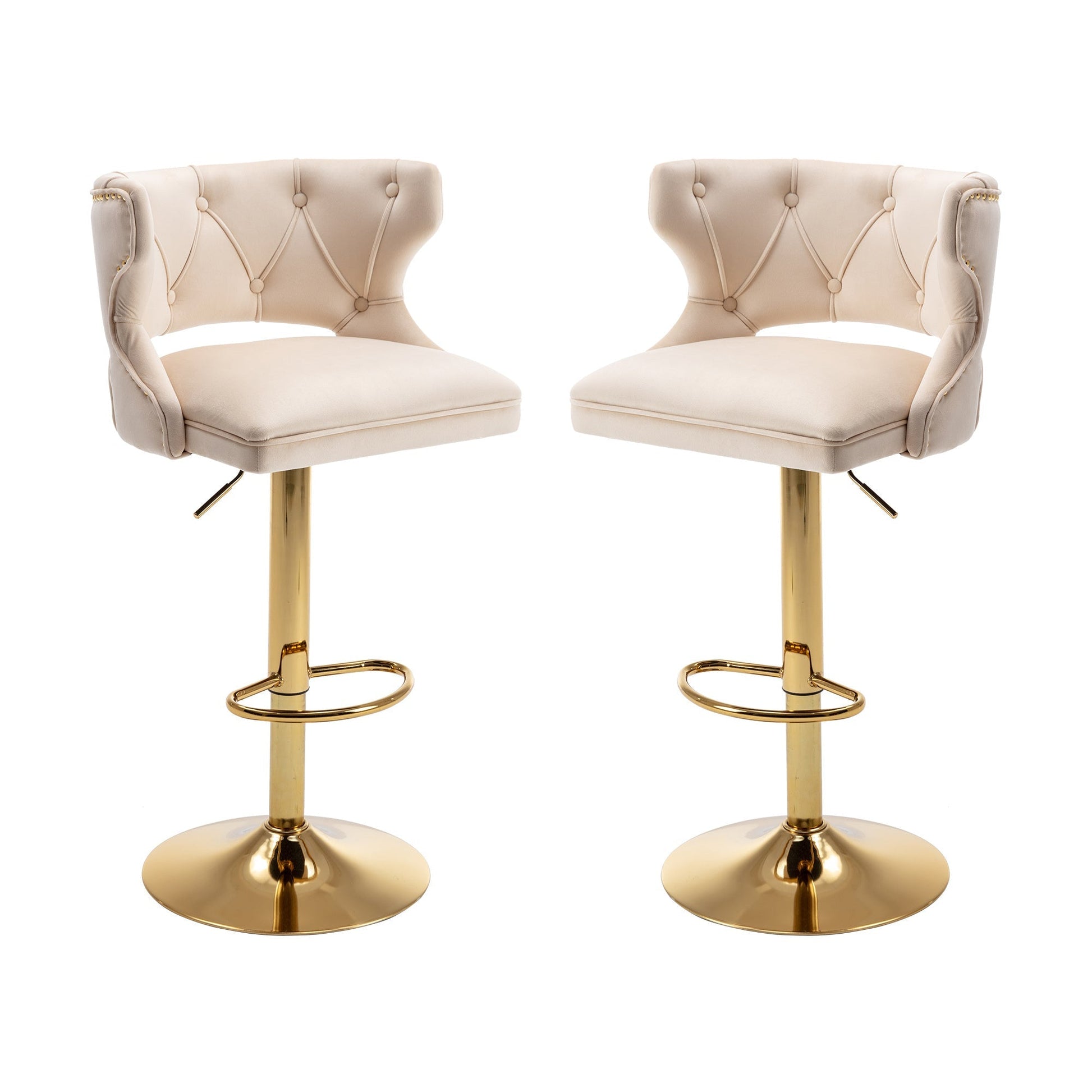 Set of 2 Modern Fashionable Velvet Bar Stools-0