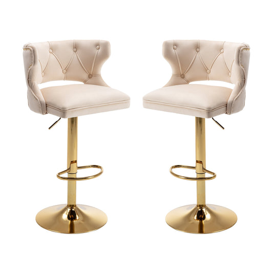 Set of 2 Modern Fashionable Velvet Bar Stools-0