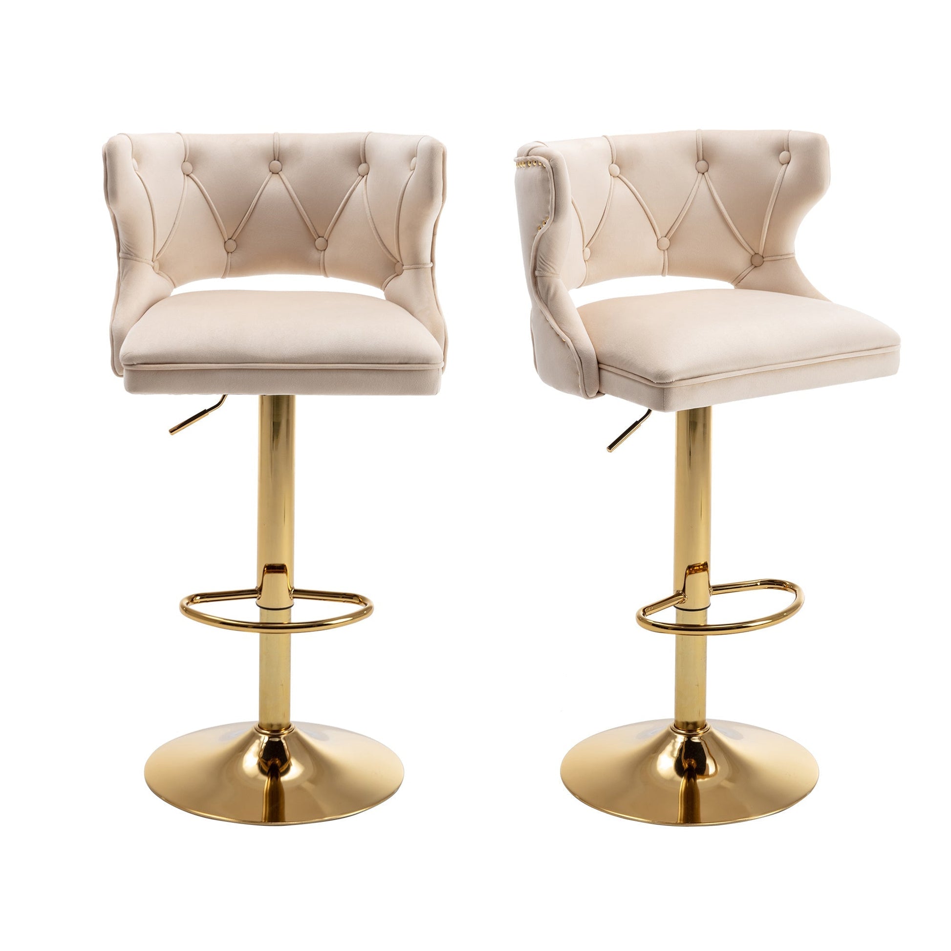 Set of 2 Modern Fashionable Velvet Bar Stools-11