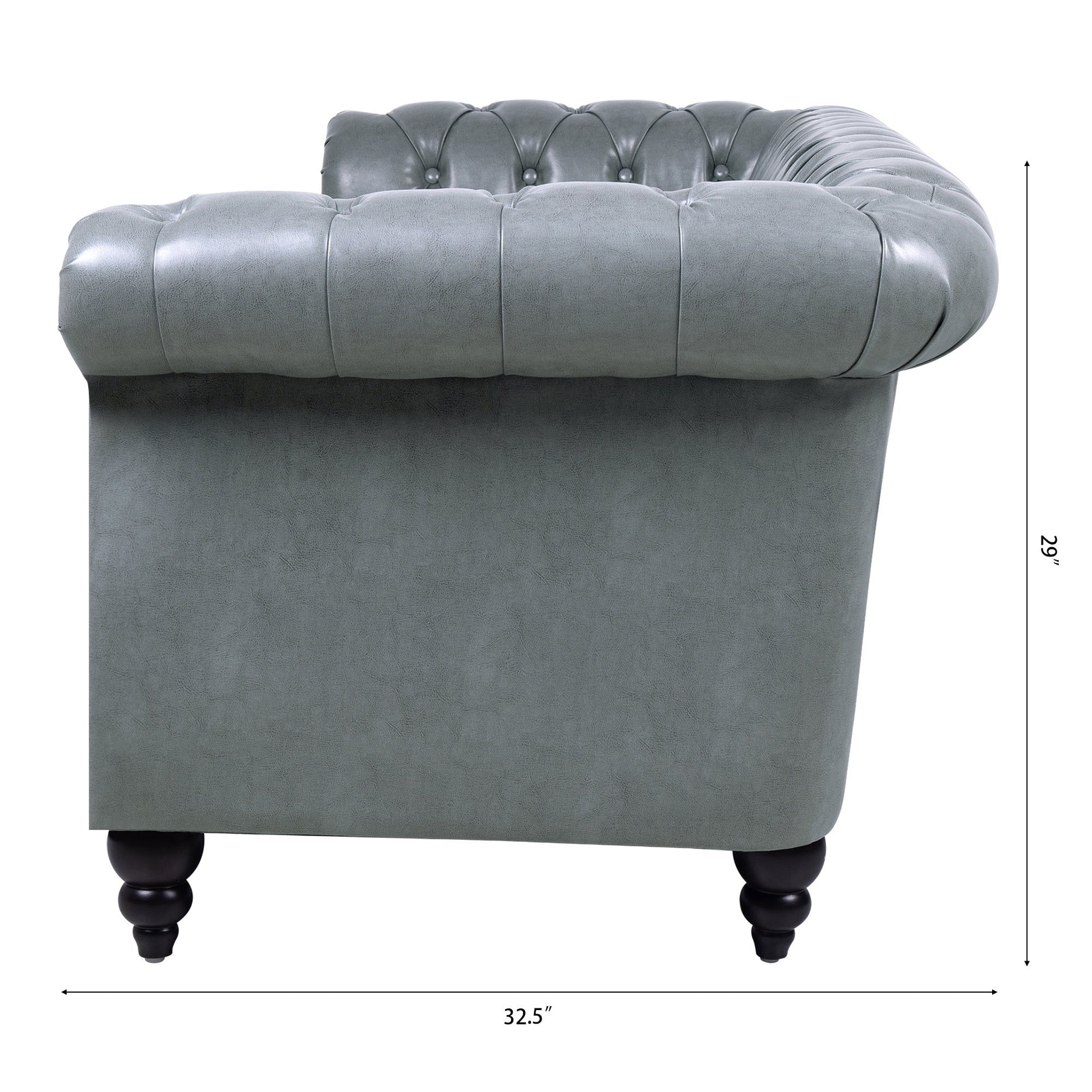 Rolled Arm Chesterfield 3 Seater Sofa-14