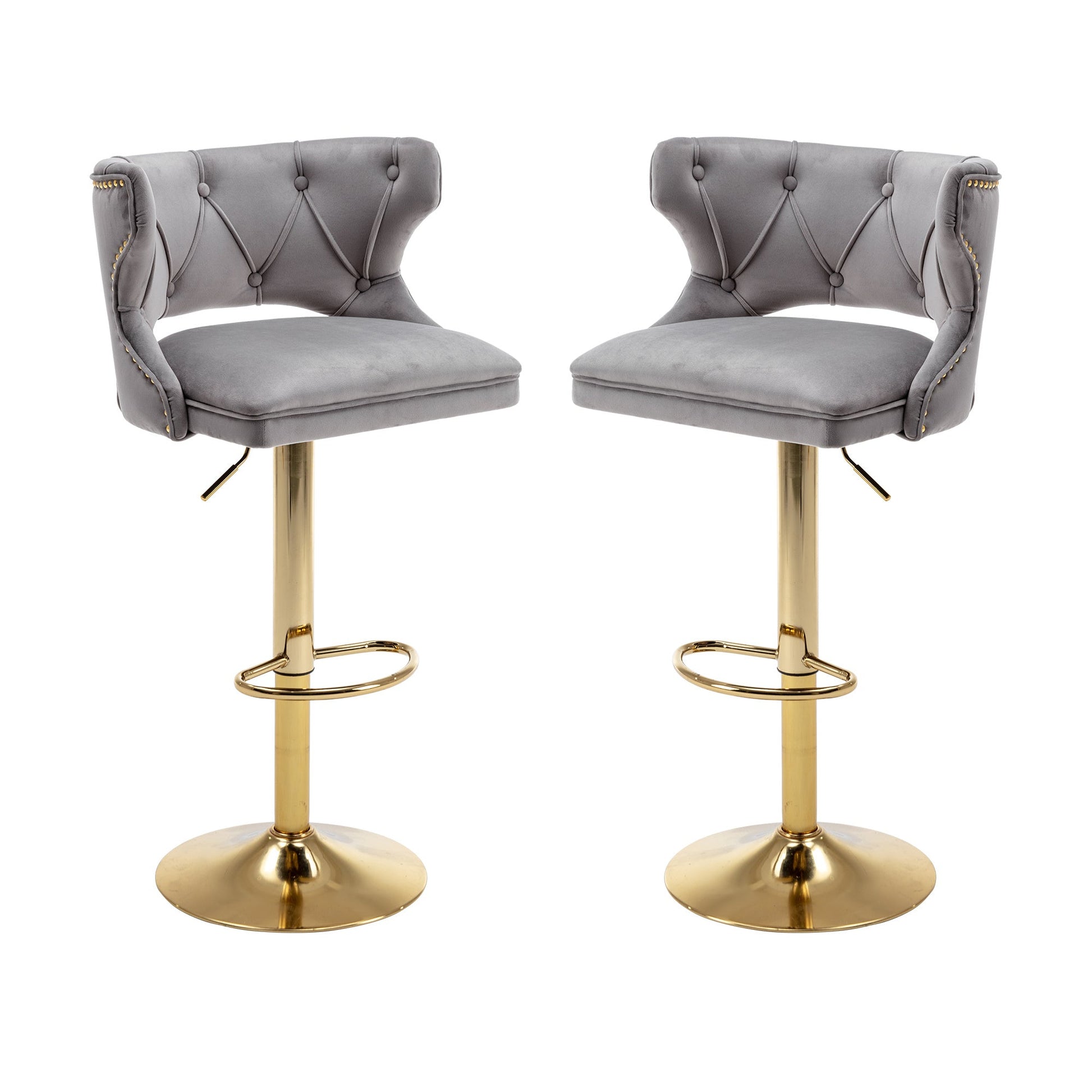 Set of 2 Modern Fashionable Velvet Bar Stools-0