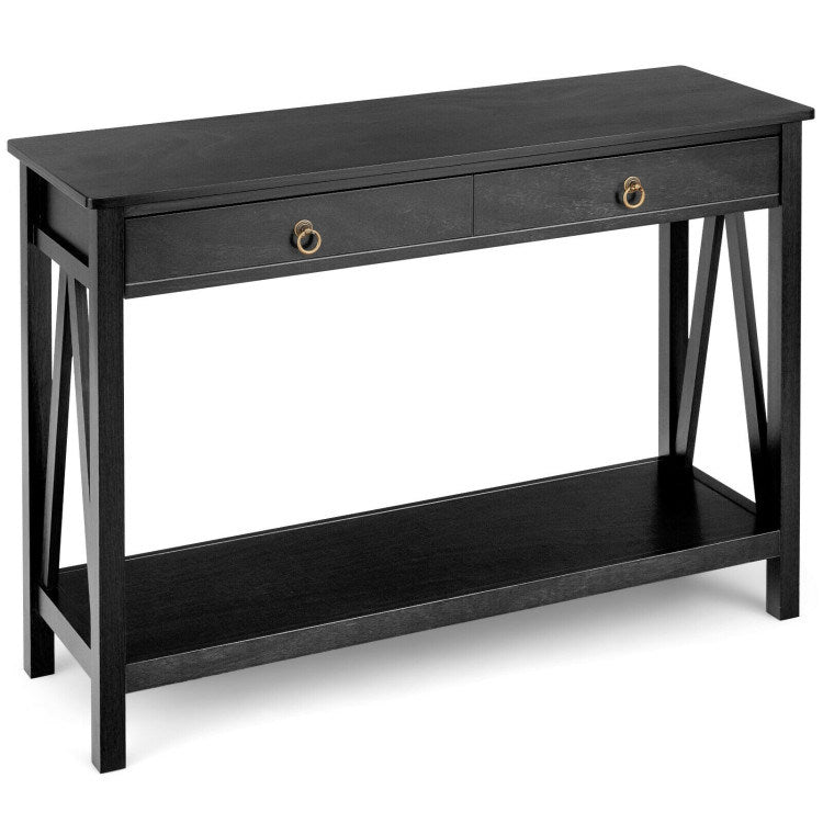 Console Table with Drawer Storage Shelf for Entryway Hallway-1