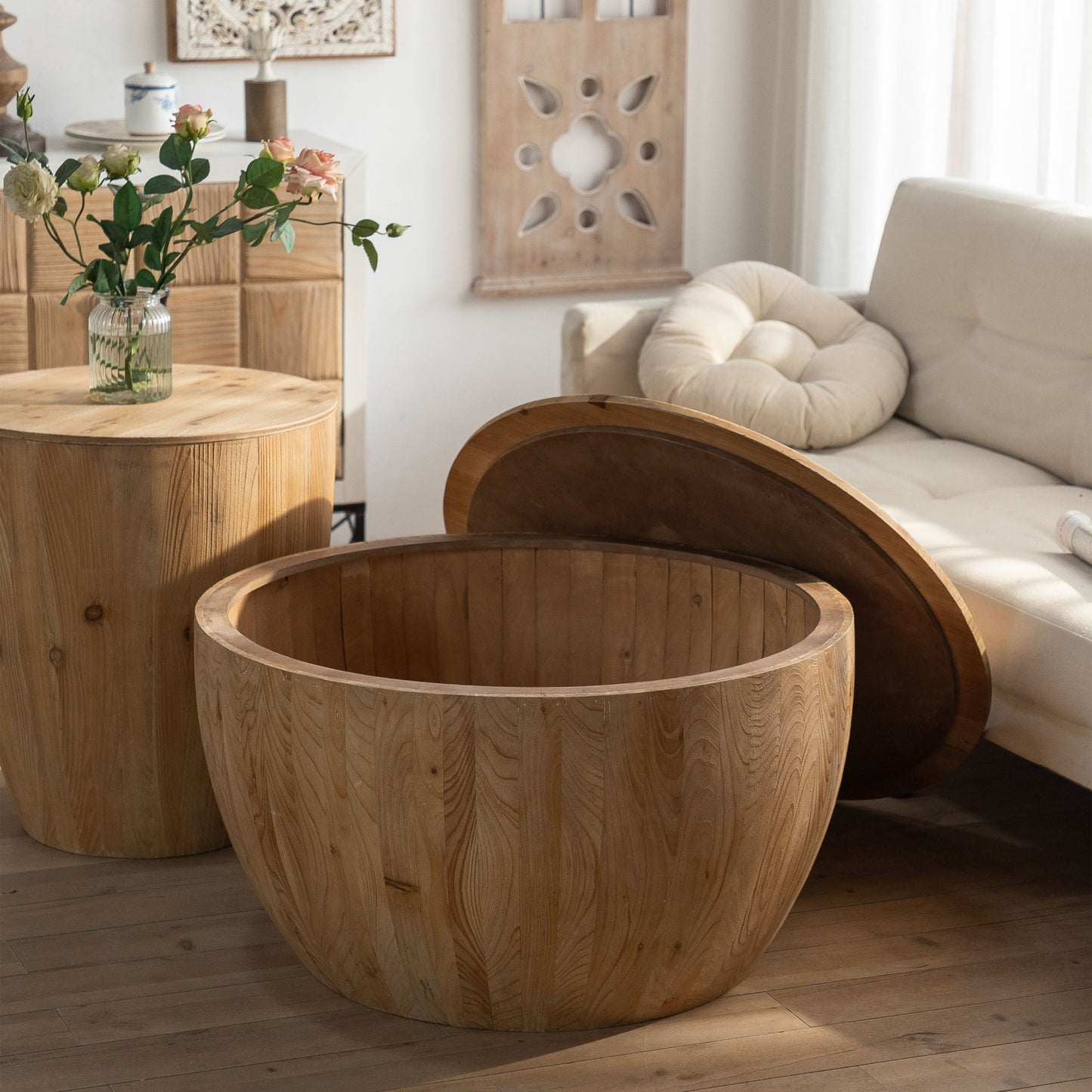 Vintage Style Bucket Shaped Coffee Table-5