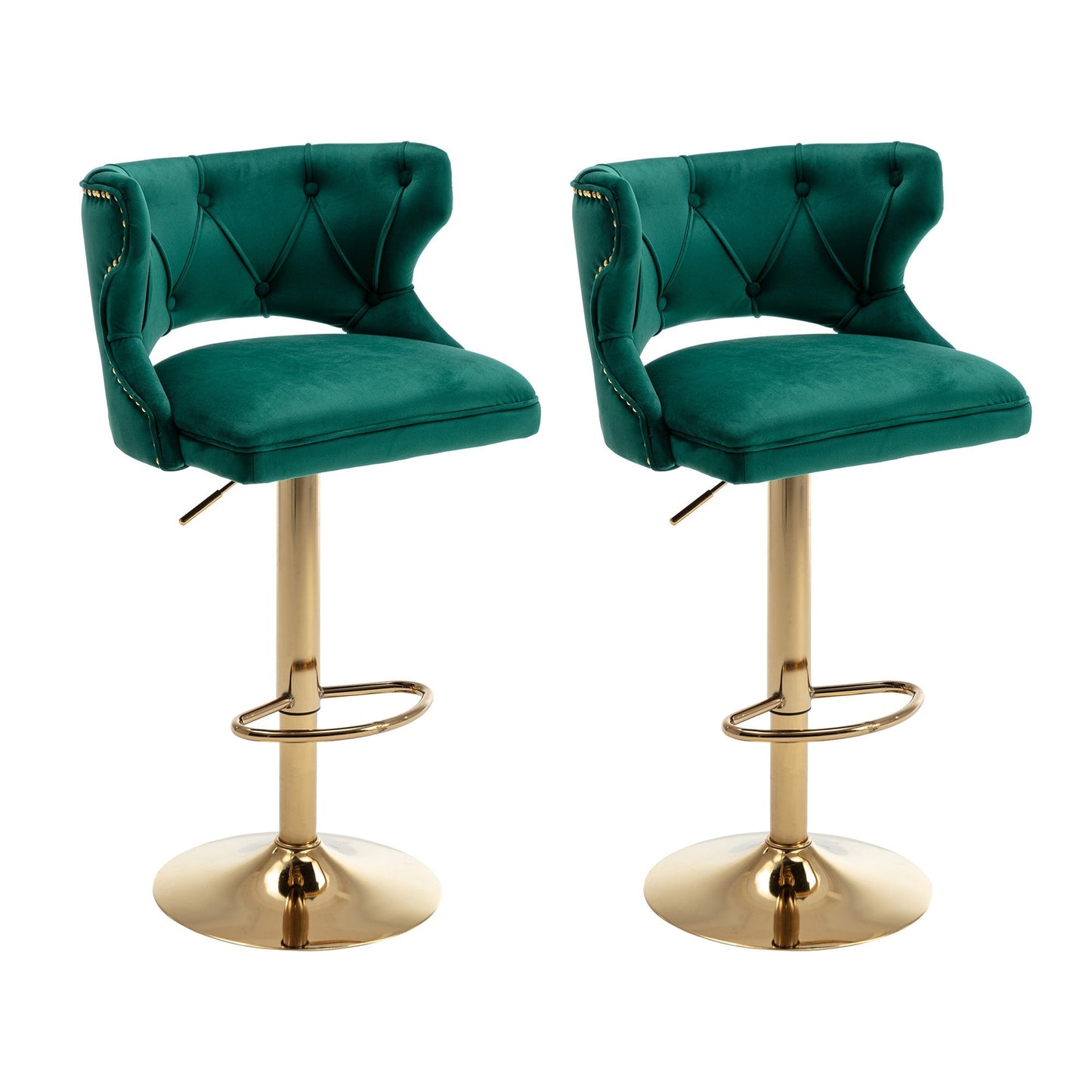 Set of 2 Modern Fashionable Velvet Bar Stools-0