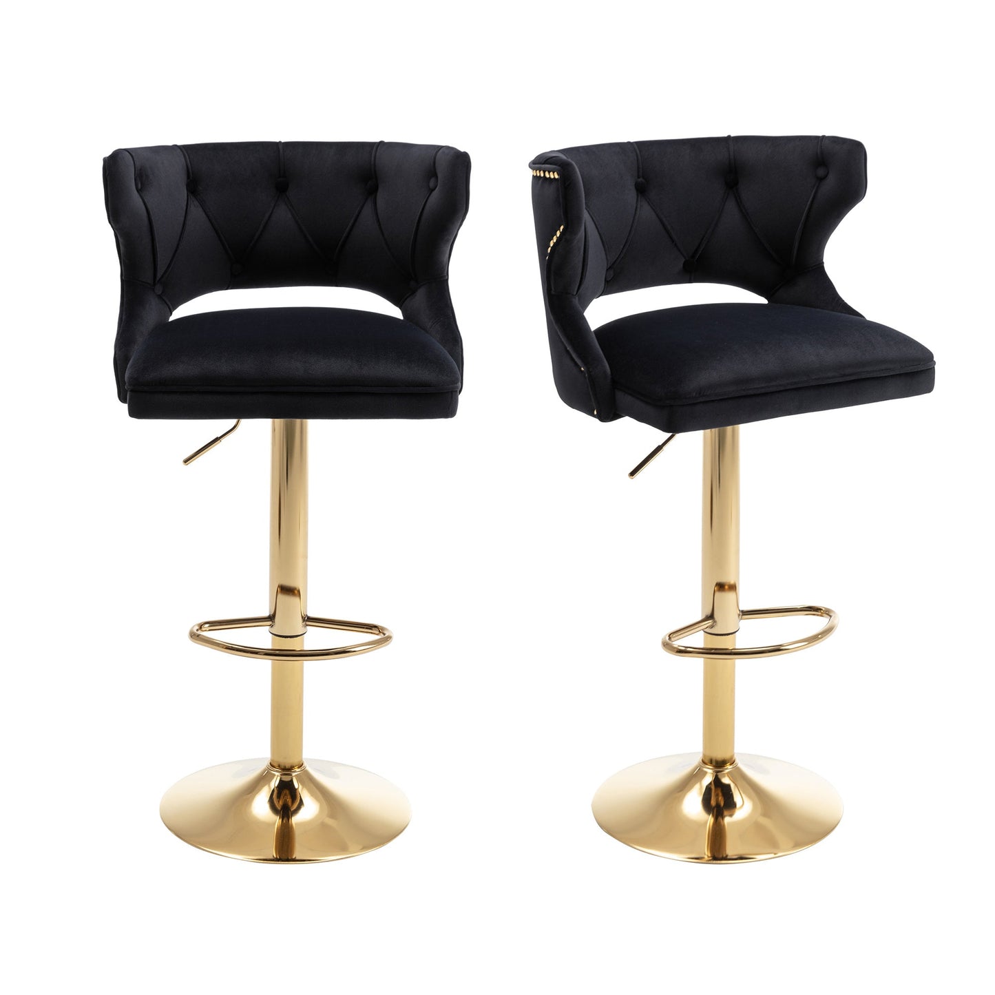 Set of 2 Modern Fashionable Velvet Bar Stools-4