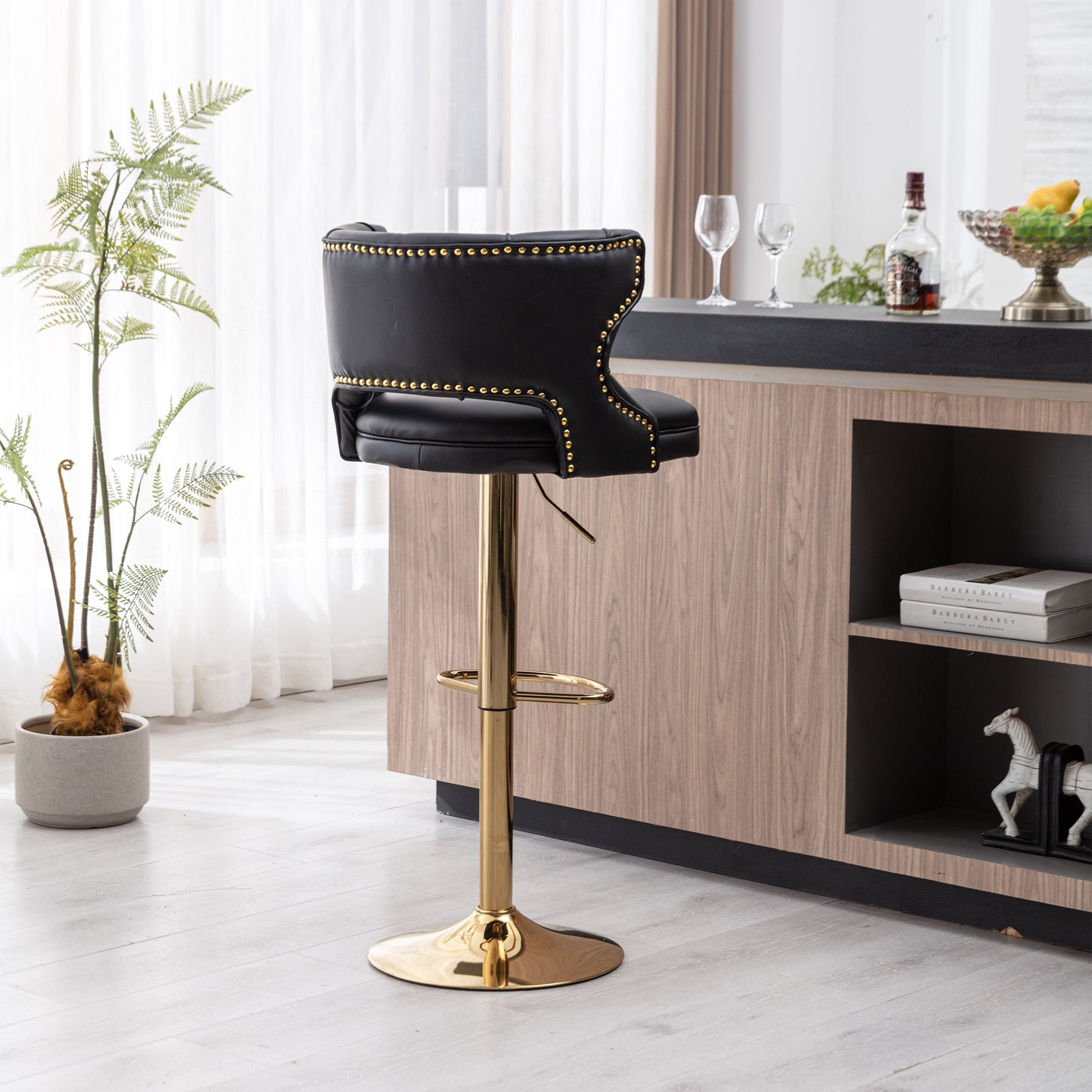 Set of 2 Modern Fashionable Velvet Bar Stools-9