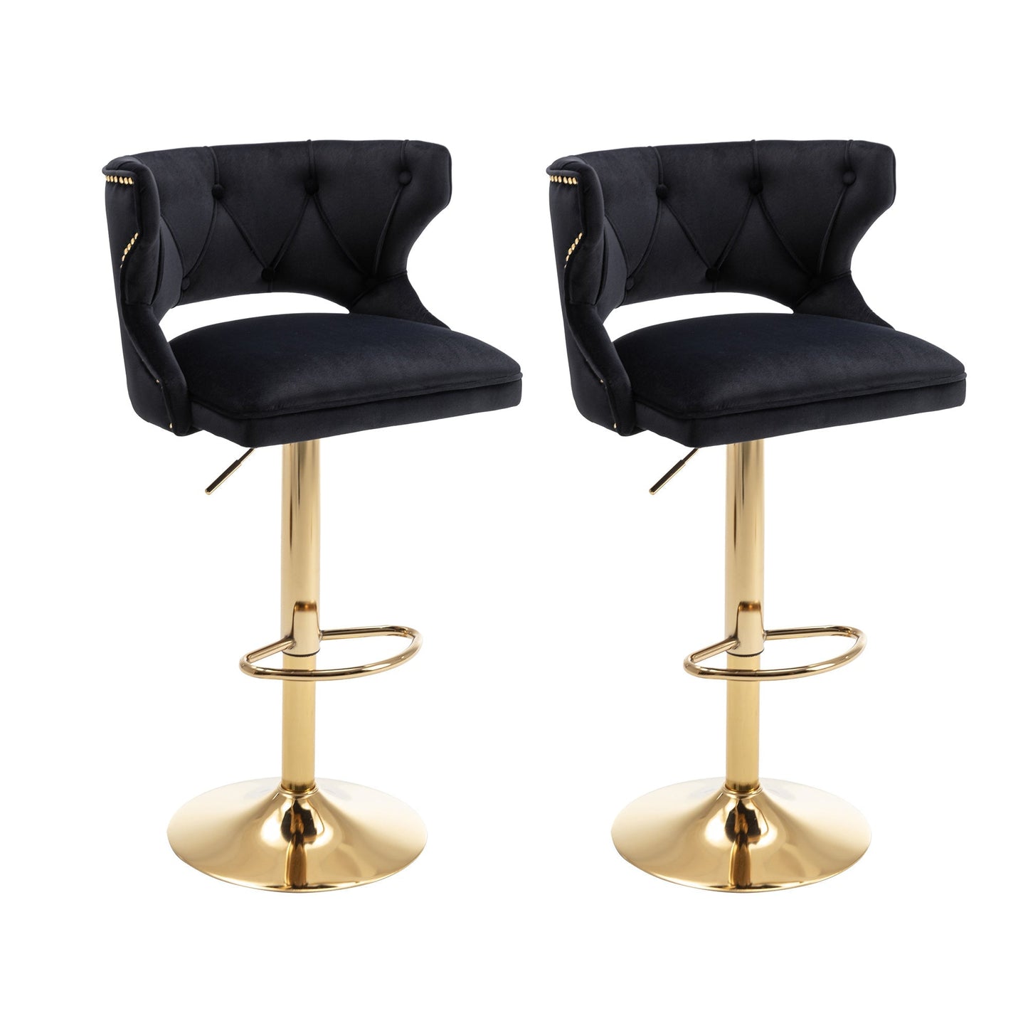 Set of 2 Modern Fashionable Velvet Bar Stools-0