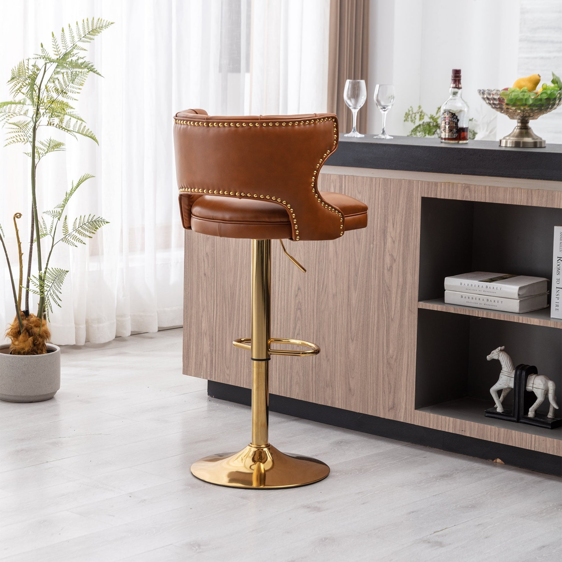 Set of 2 Modern Fashionable Velvet Bar Stools-7