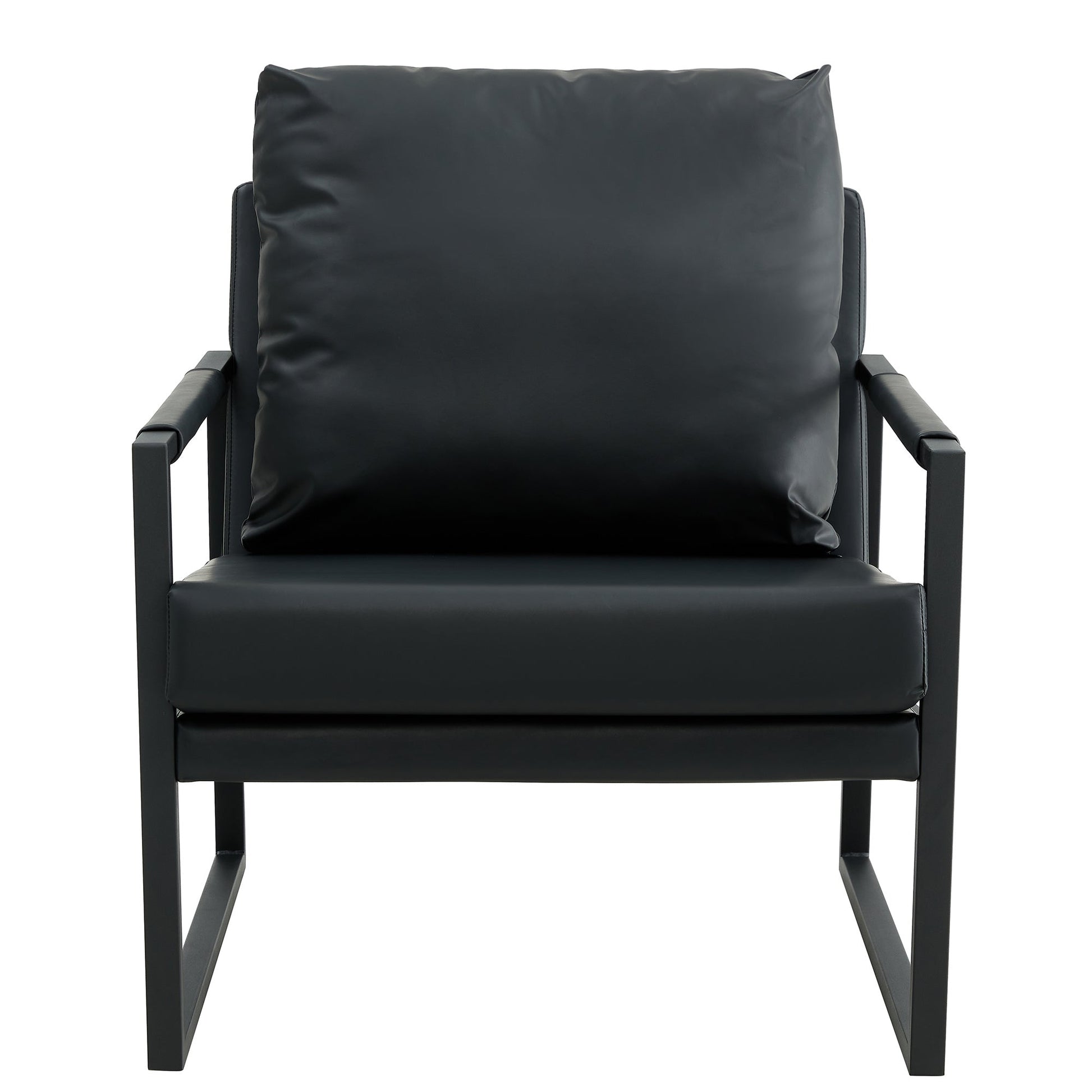 PU Leather Accent Mid Century Arm Chair-12