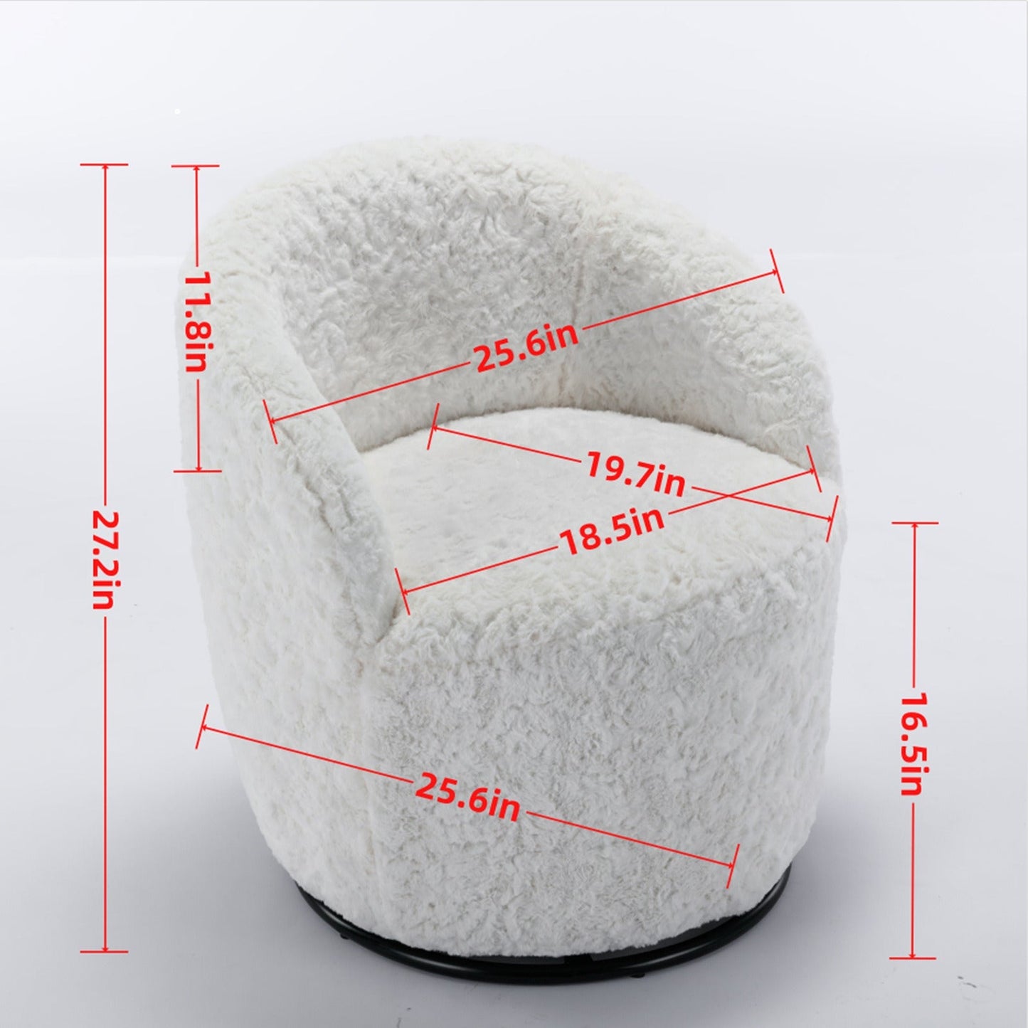 A&A Furniture,Artificial Rabbit Hair Fabric Swivel Accent Armchair Barrel Chair-8