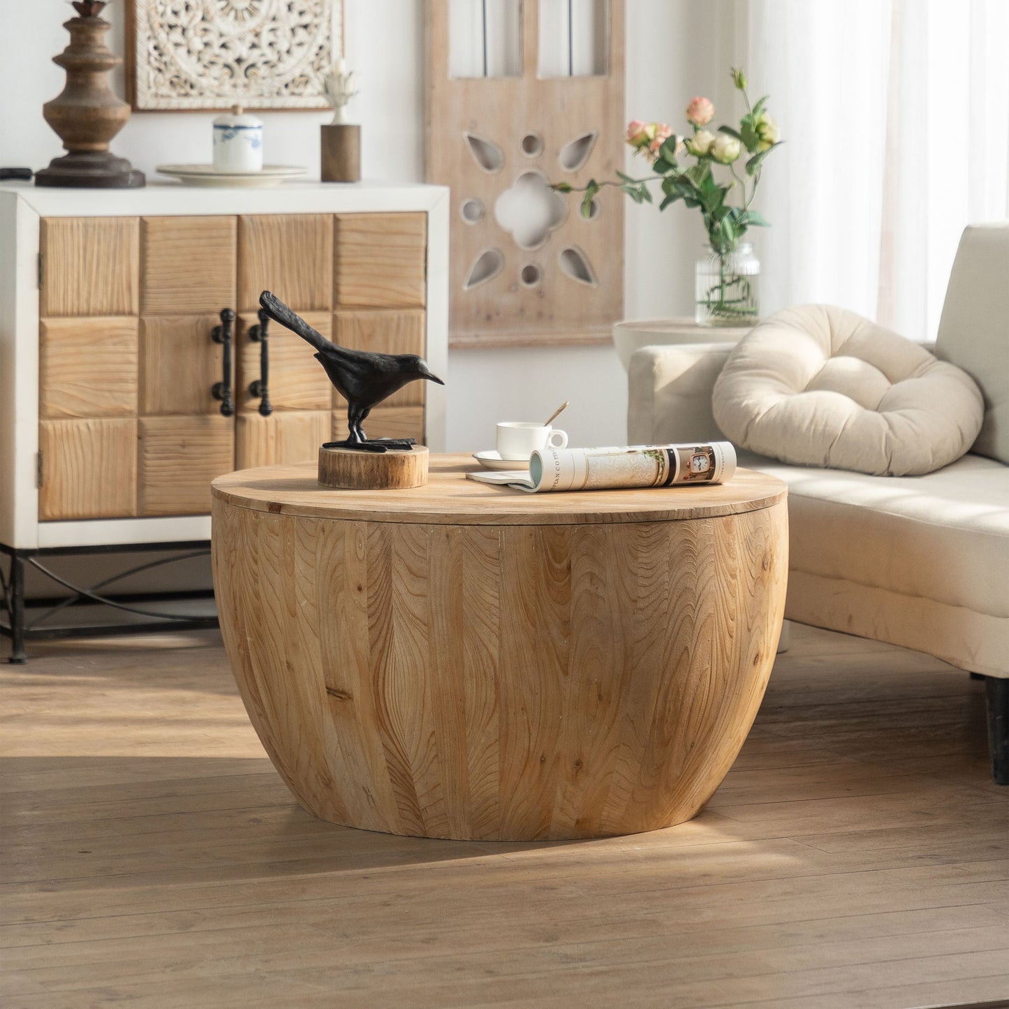 Vintage Style Bucket Shaped Coffee Table-3