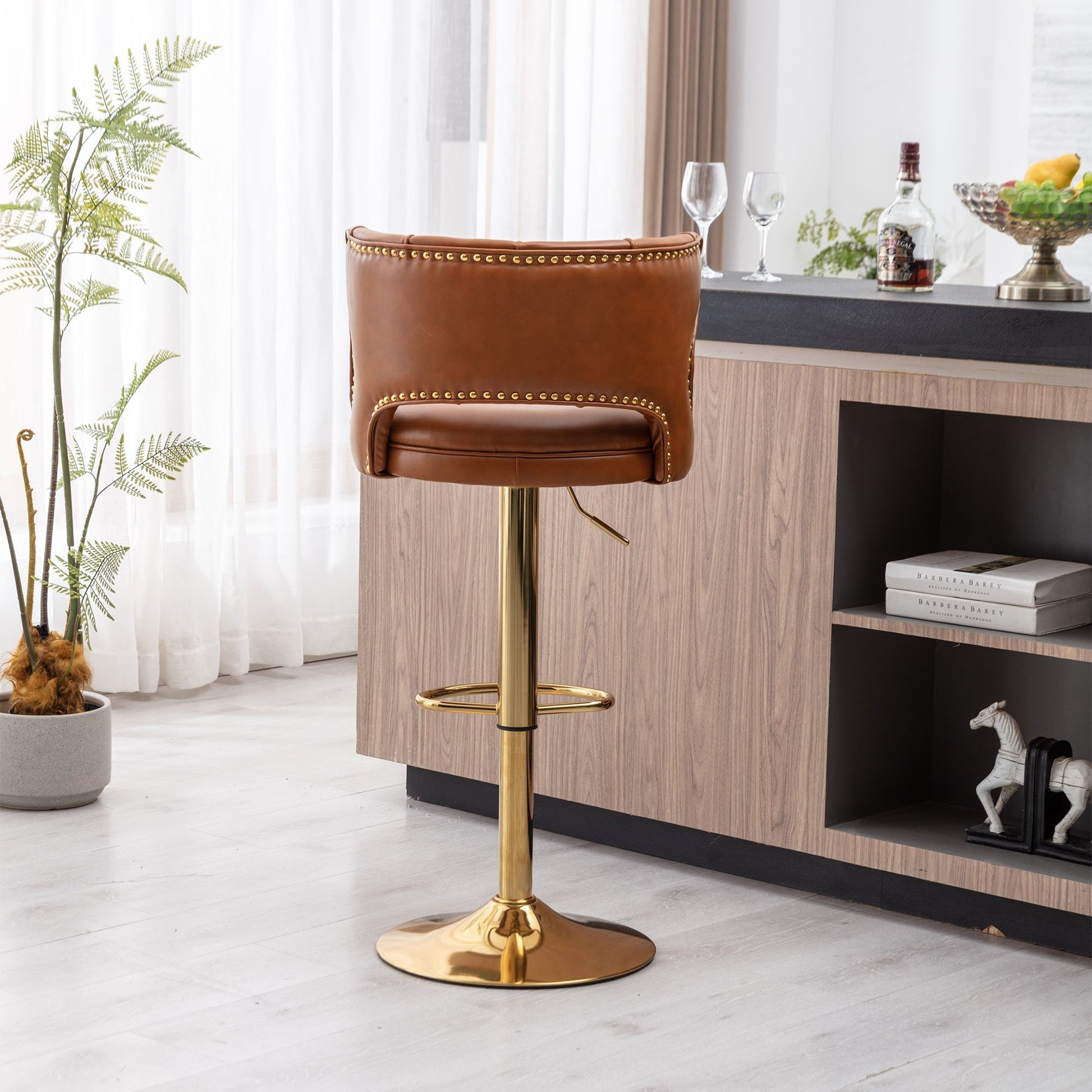 Set of 2 Modern Fashionable Velvet Bar Stools-8