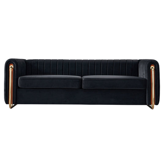 Modern Velvet Sofa in Black-0