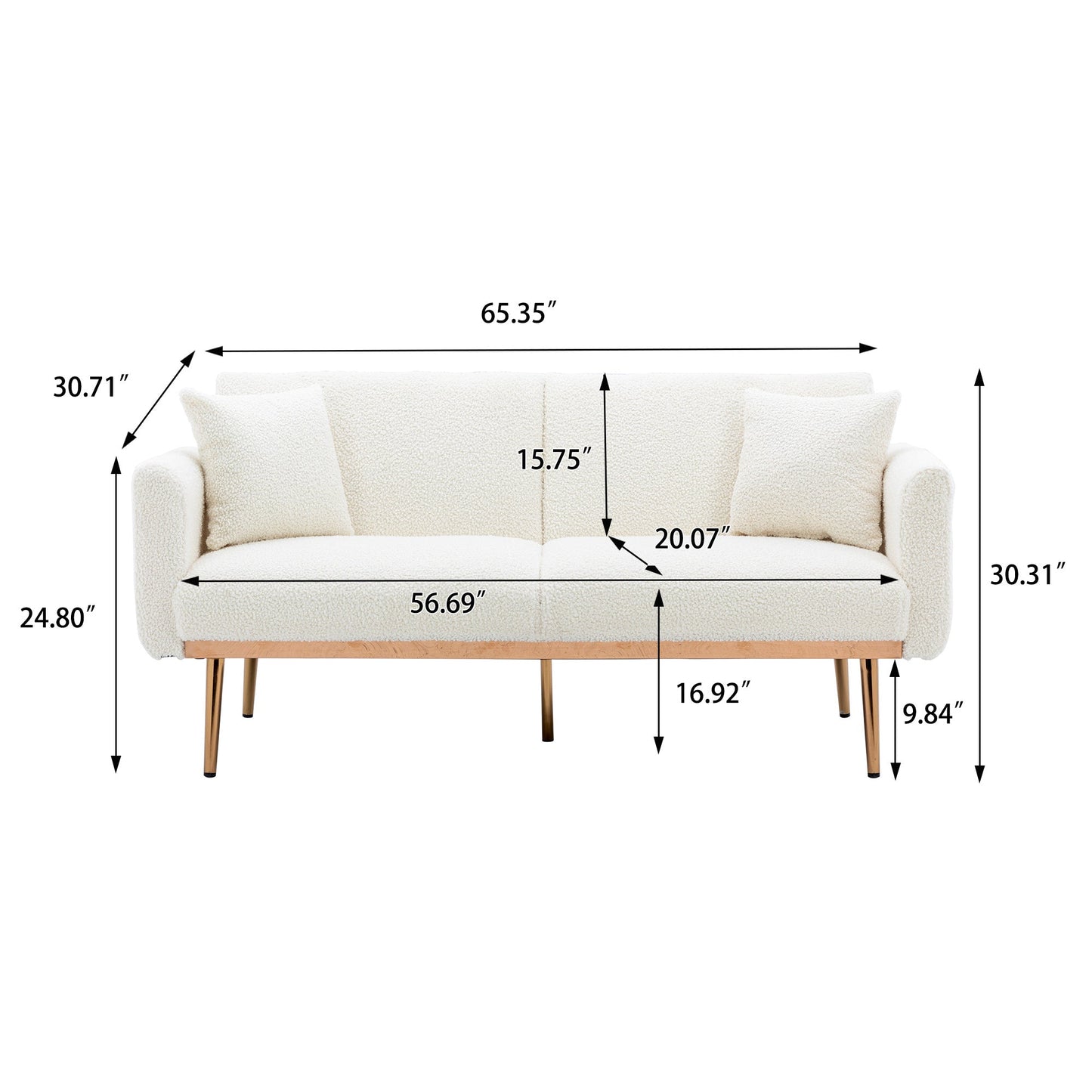 Velvet Accent loveseat sofa with metal feet-13