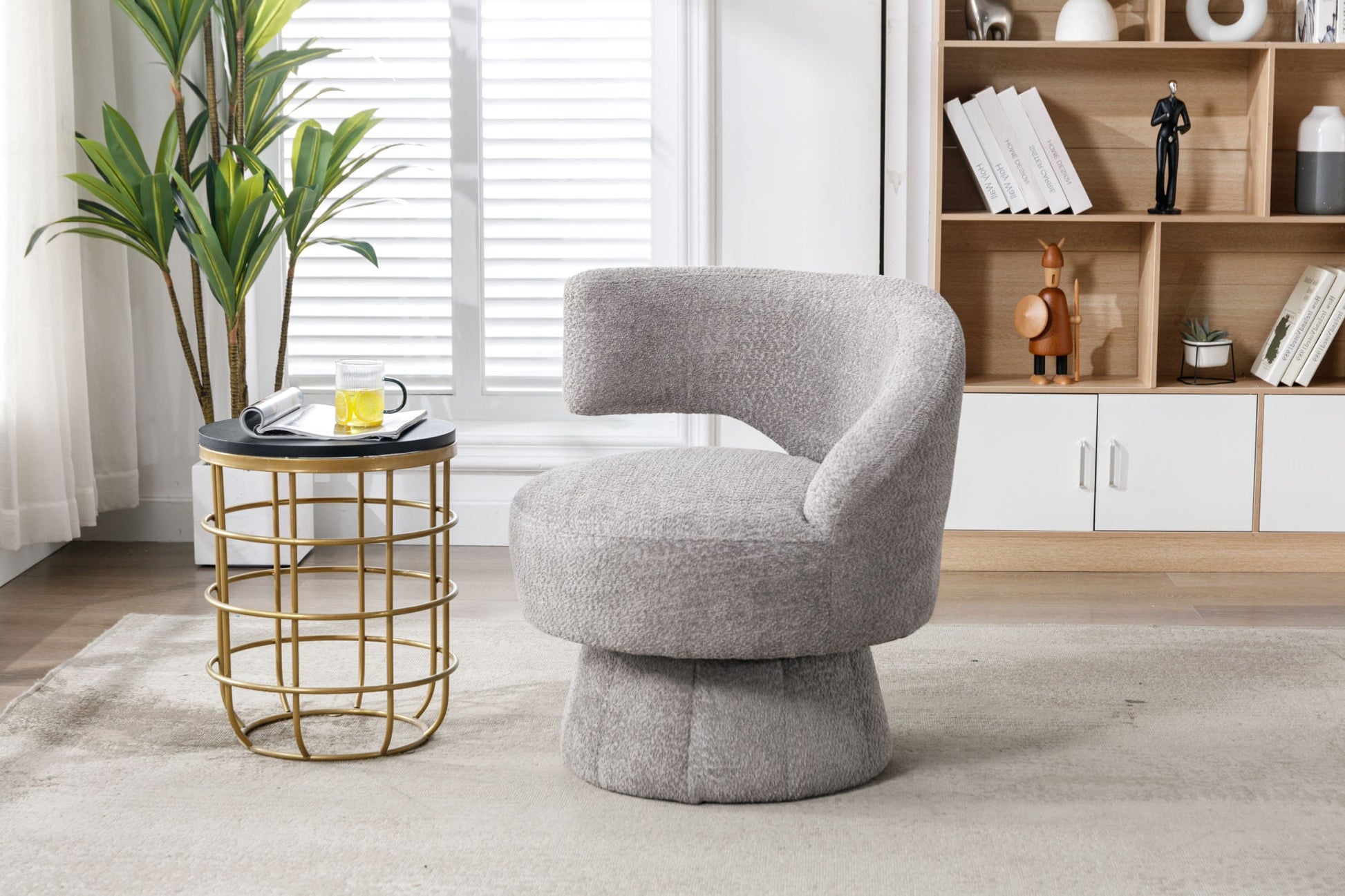 360 Degree Swivel Cuddle Barrel Accent Chairs-2